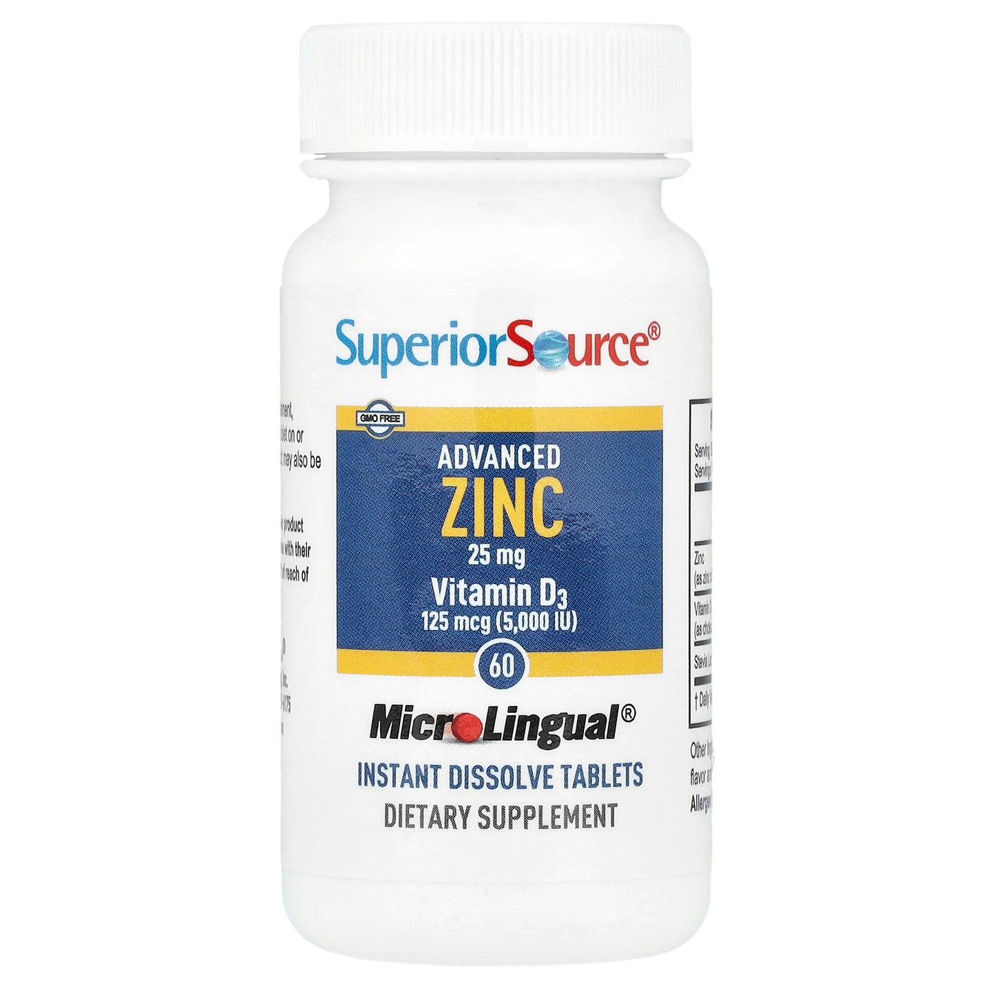 Superior Source, Advanced Zinc, Vitamin D3, 60 MicroLingual® Instant Dissolve Tablets