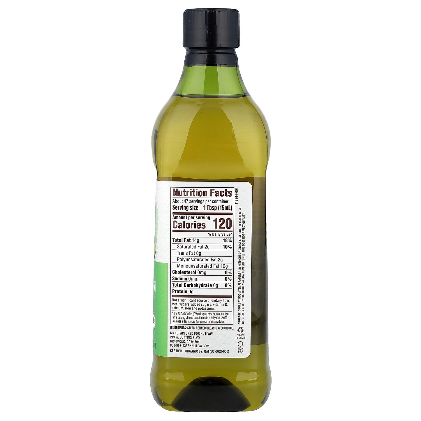 Nutiva, Organic Avocado Oil, 24 fl oz (710 ml)