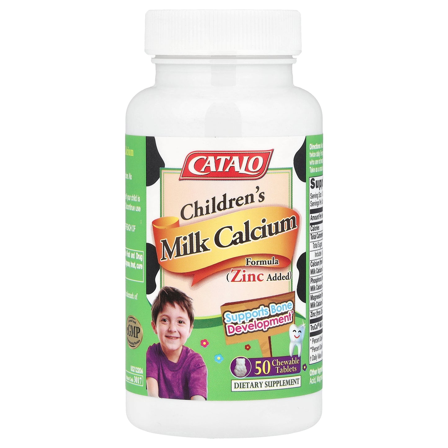 CATALO, Children's Milk Calcium Formula, Zinc, 50 Chewable Tablets