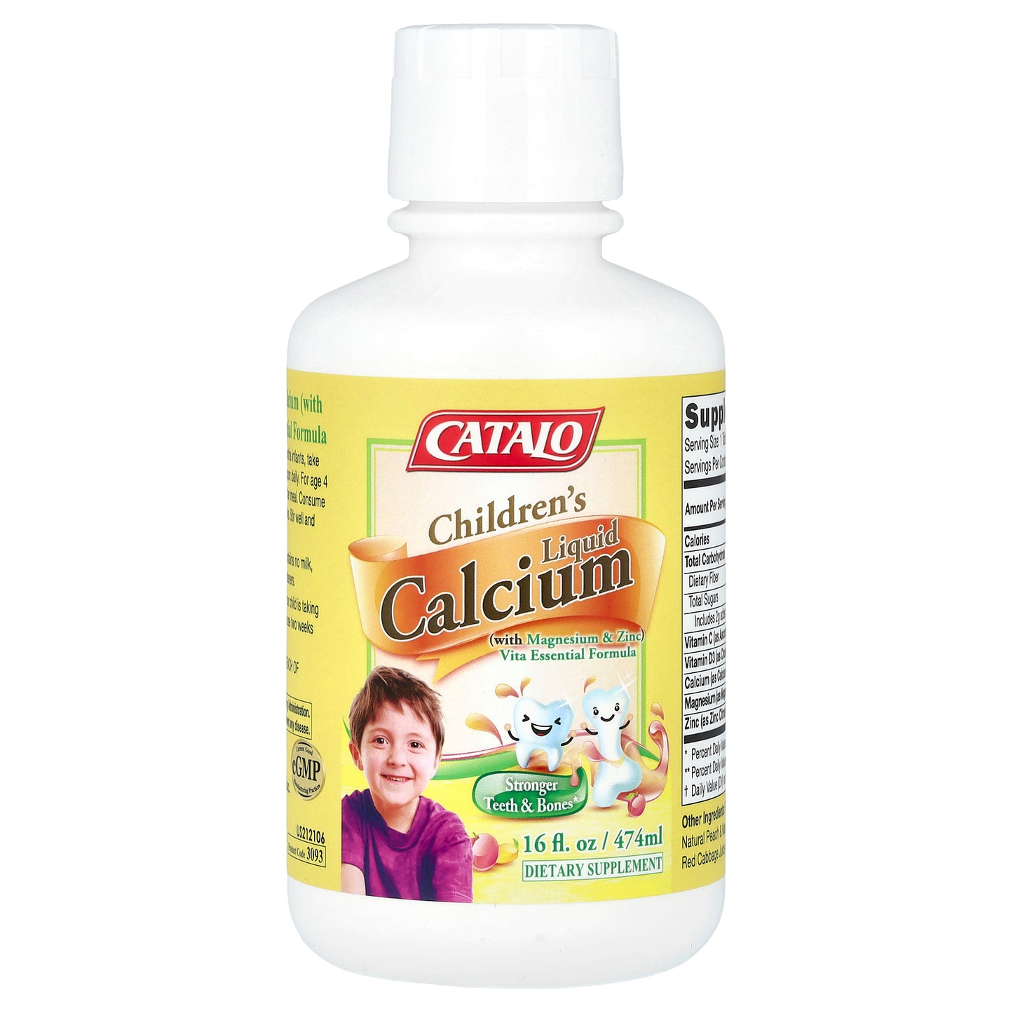 CATALO, Children's Liquid Calcium with Magnesium & Zinc, Peach and Mango, 16 fl oz (474 ml)