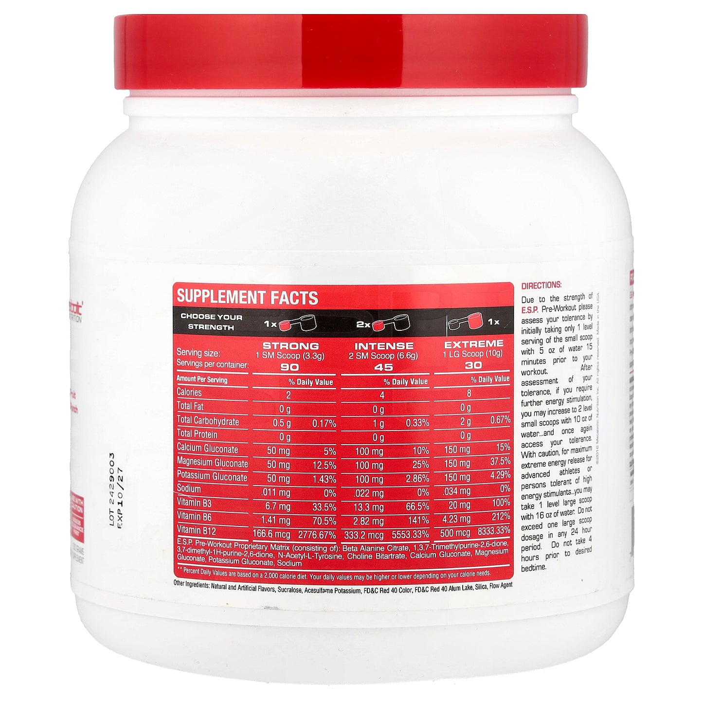 Metabolic Nutrition, E.S.P.® Pre-Workout, Fruit Punch, 300 g