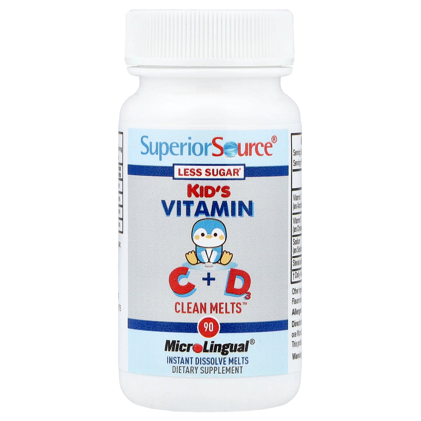 Superior Source, Kid's Vitamin C + D3 Clean Melts™, 90 Instant Dissolve Melts