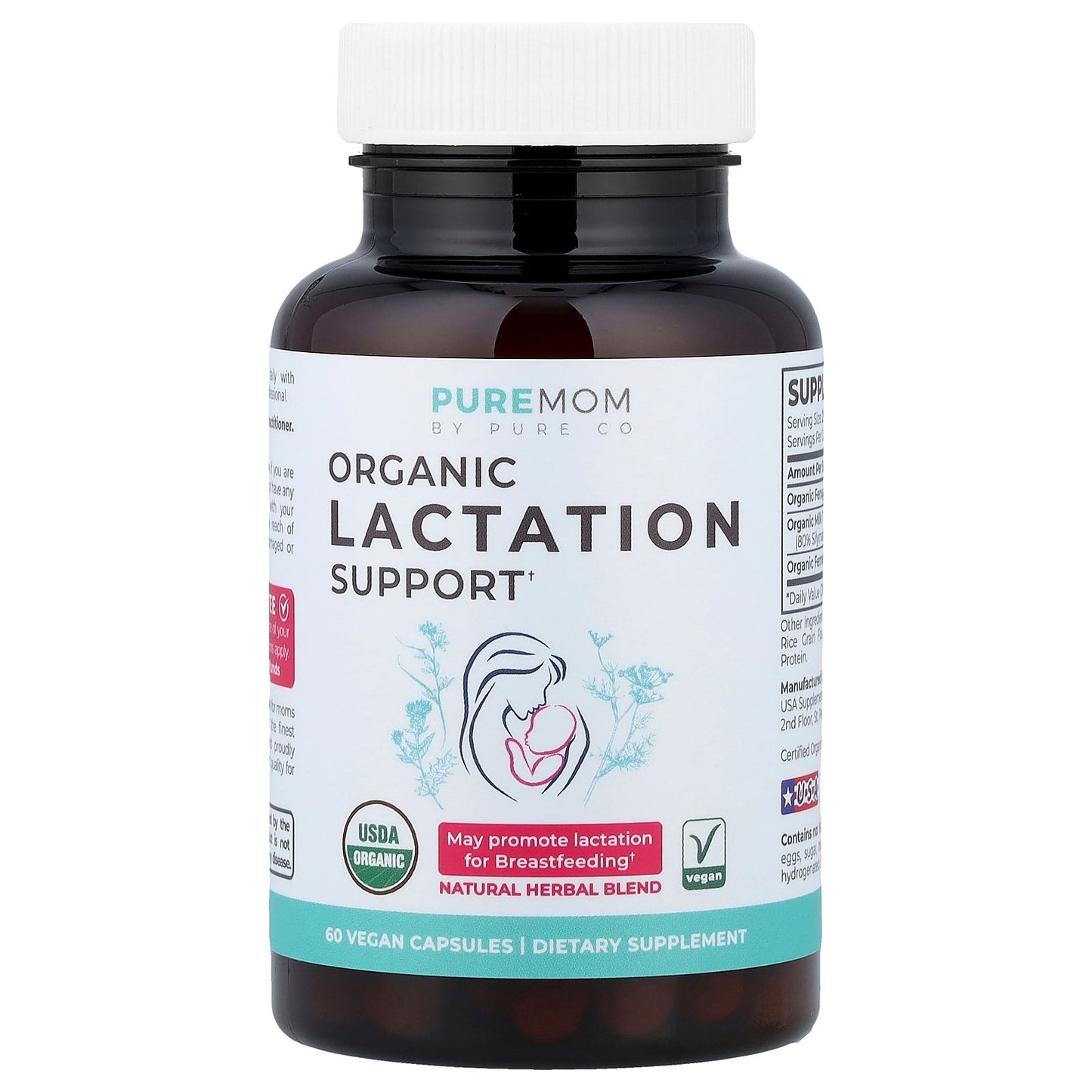 Pure Co., Pure Mom, Organic Lactation Support, 60 Vegan Capsules