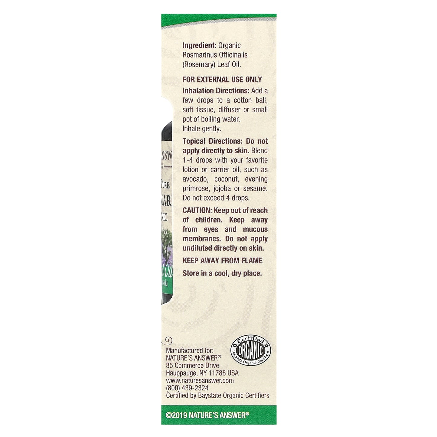 Nature's Answer, 100% Pure Organic Essential Oil, Rosemary, 0.5 fl oz (15 ml)