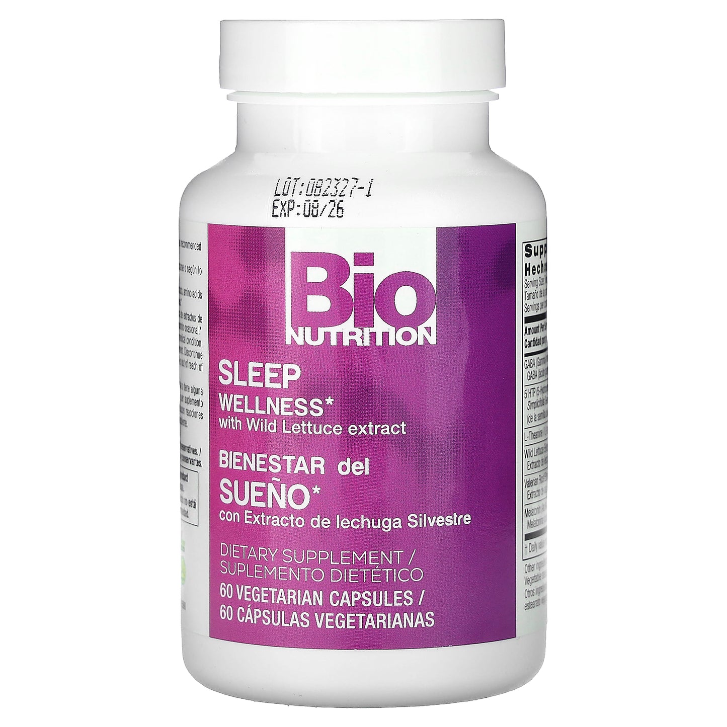 Bio Nutrition, Sleep Wellness with Wild Lettuce Extract, 60 Vegetarian Capsules