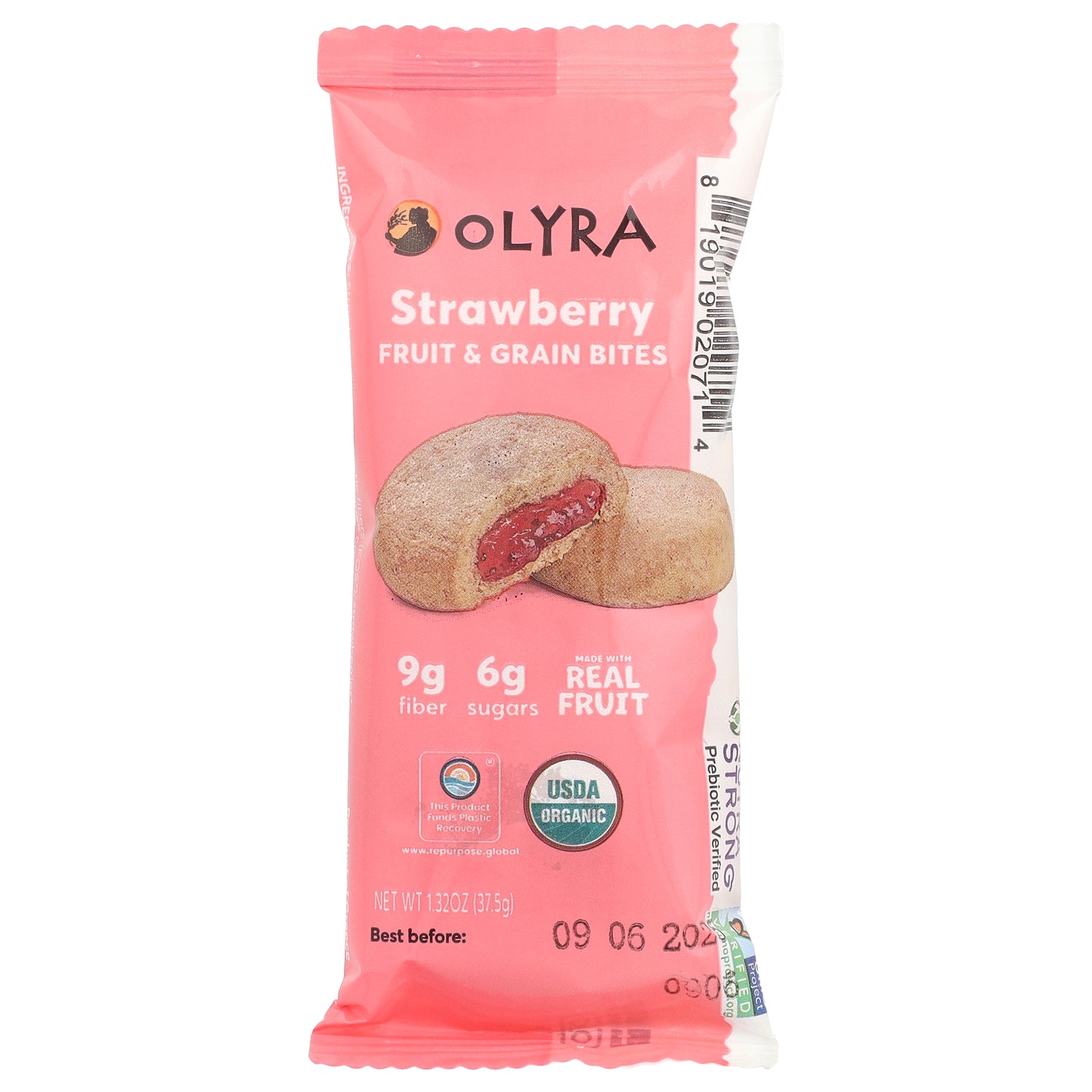 Olyra, Fruit & Grain Bites, Strawberry , 4 Packs, 1.32 oz (37.5 g) Each