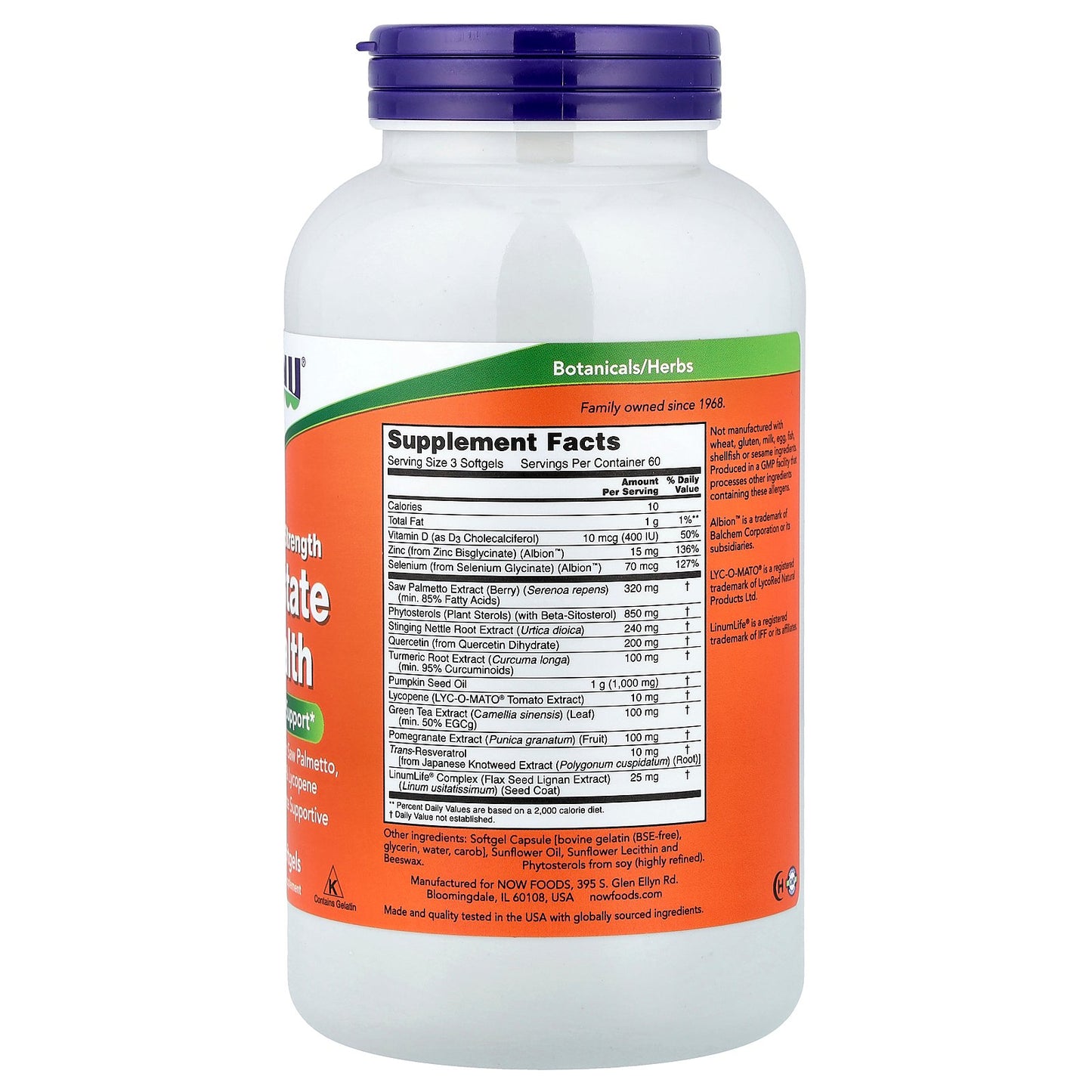 NOW Foods, Prostate Health, Clinical Strength, 180 Softgels