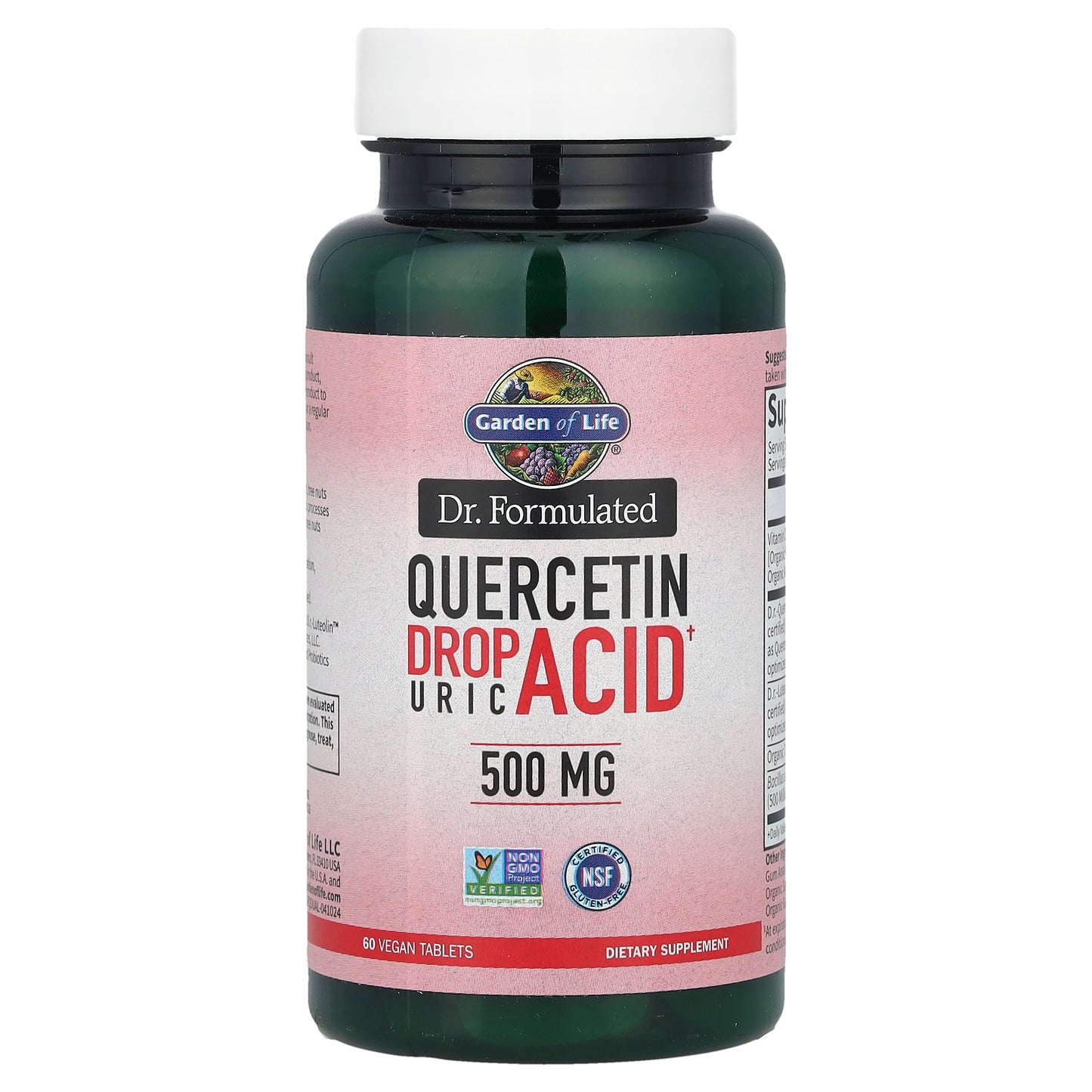 Garden of Life, Dr. Formulated, Quercetin Drop Uric Acid, 500 mg, 60 Vegan Tablets