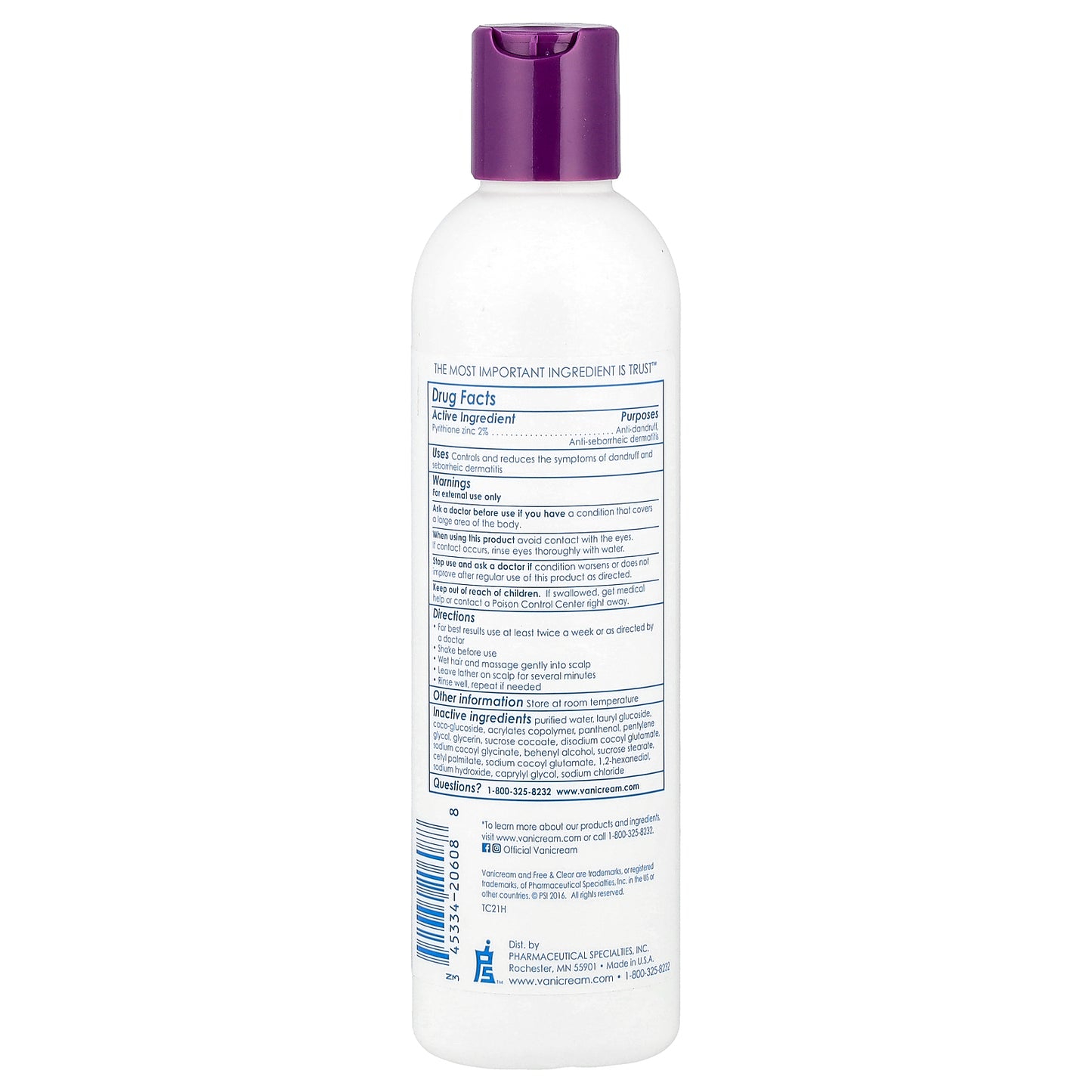 Vanicream, Dandruff Shampoo, For Sensitive Skin, 8 fl oz (237 ml)