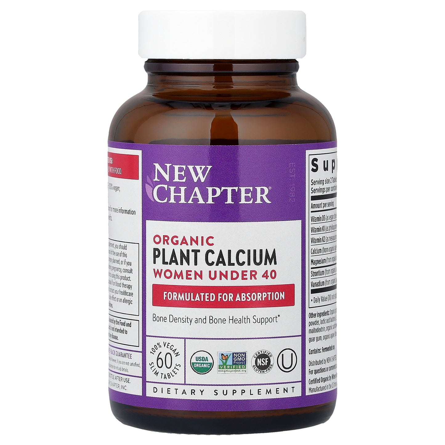 New Chapter, Organic Plant Calcium, Women Under 40, 60 Vegan Slim Tablets