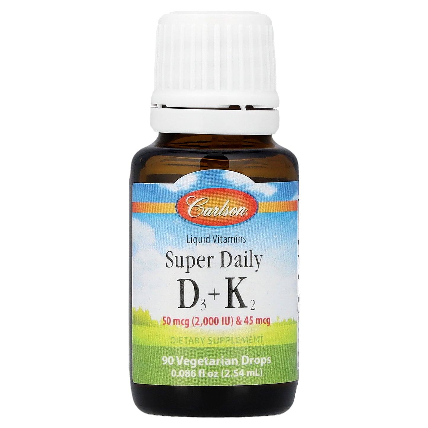 Carlson, Super Daily® D3 + K2, 50 mcg (2,000 IU) & 45 mcg, 0.086 fl oz (2.54 ml)