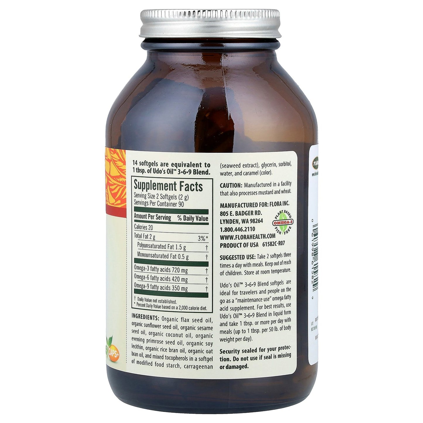 Flora, Udo's Choice®, Udo's Oil™ 3-6-9 Blend, 180 Vegetarian Softgels