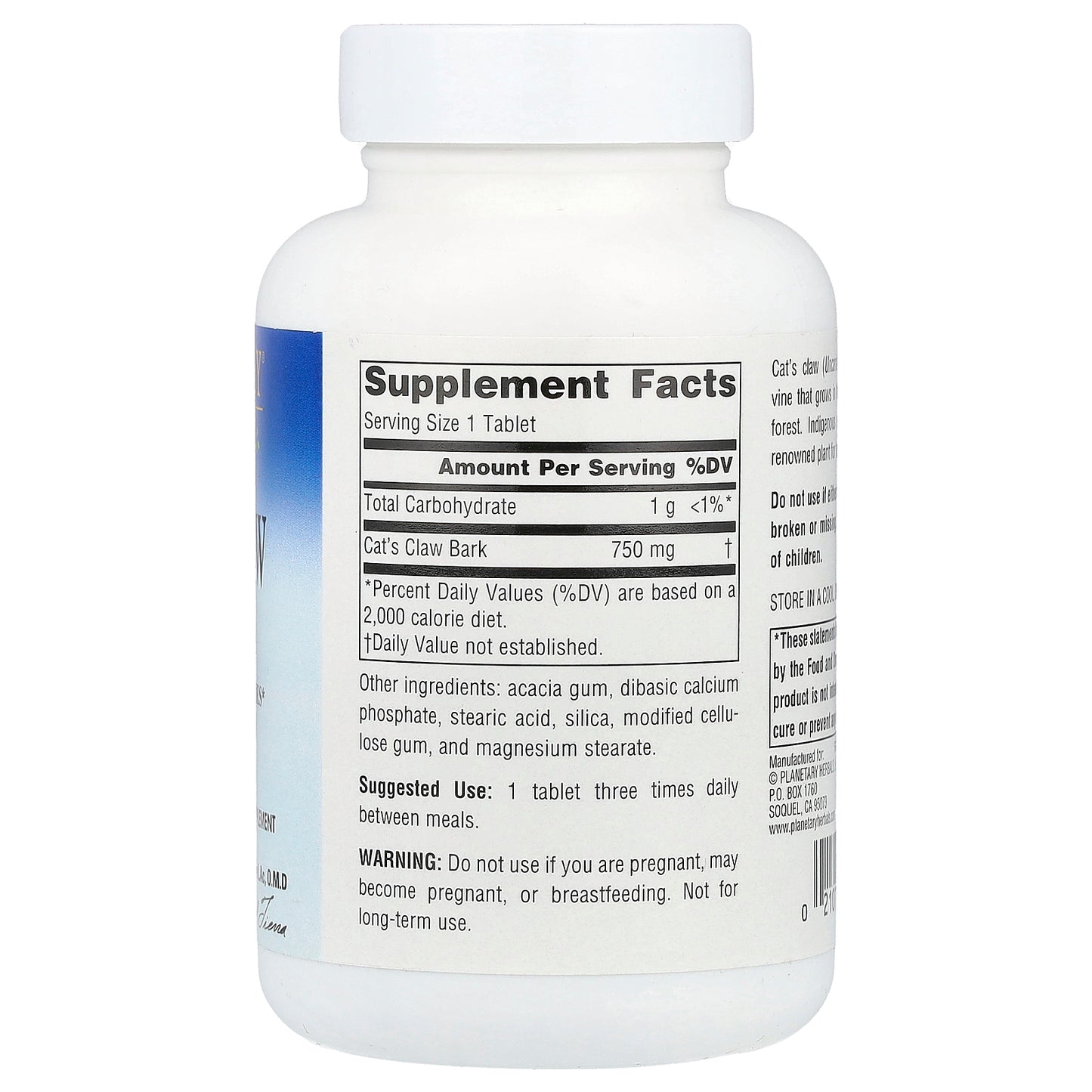 Planetary Herbals, Cat's Claw, 750 mg, 90 Tablets