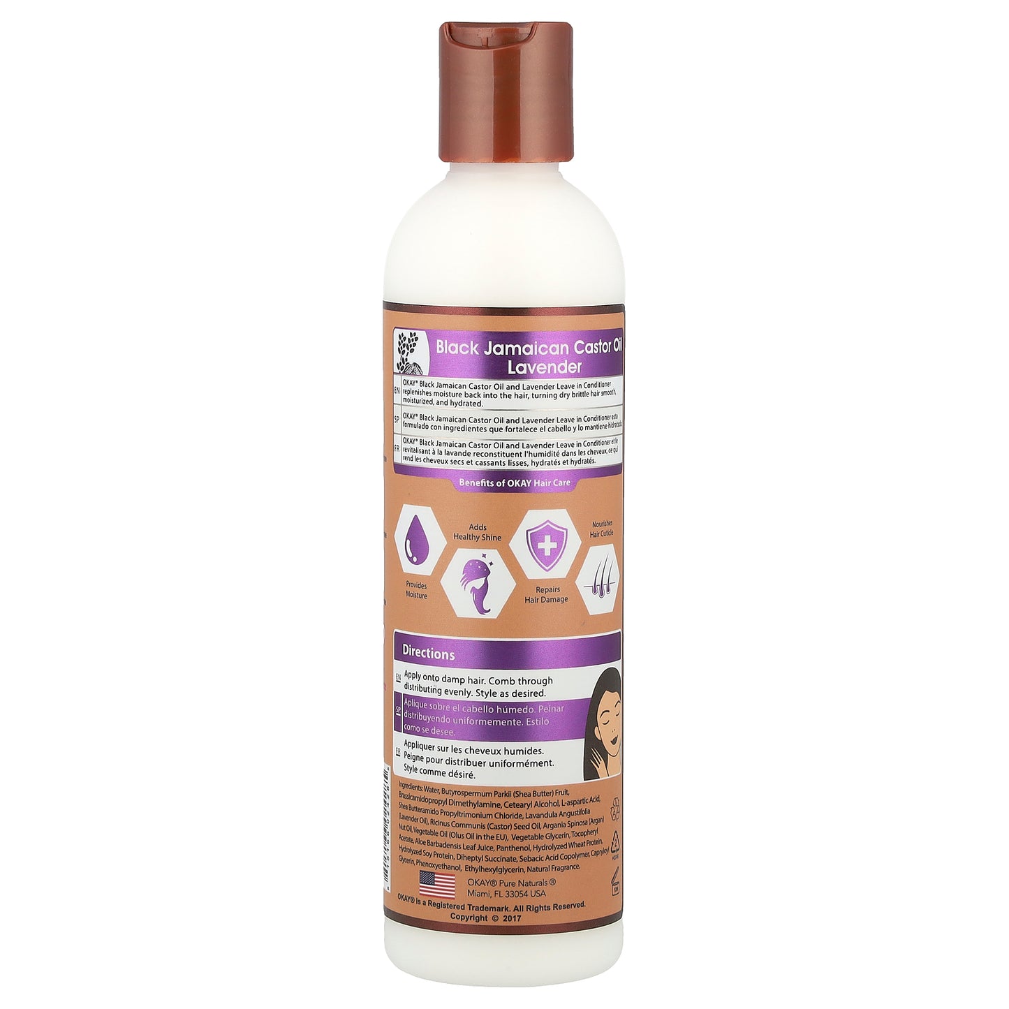 Okay Pure Naturals, Black Jamaican Castor Oil® , Leave in Conditioner, Lavender, 8 fl oz (237 ml)