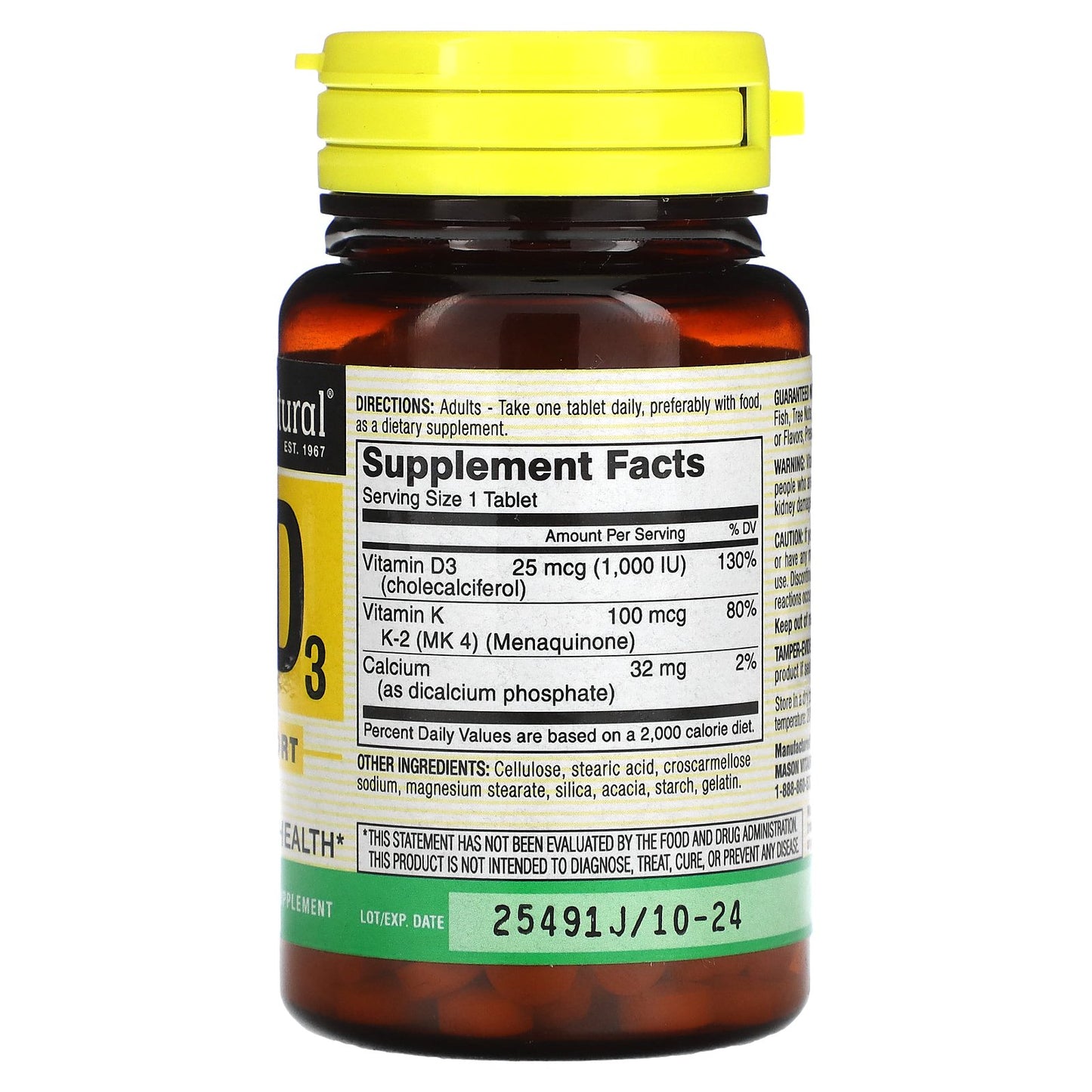 Mason Natural, Vitamin K2 Plus Vitamin D3, 100 Tablets