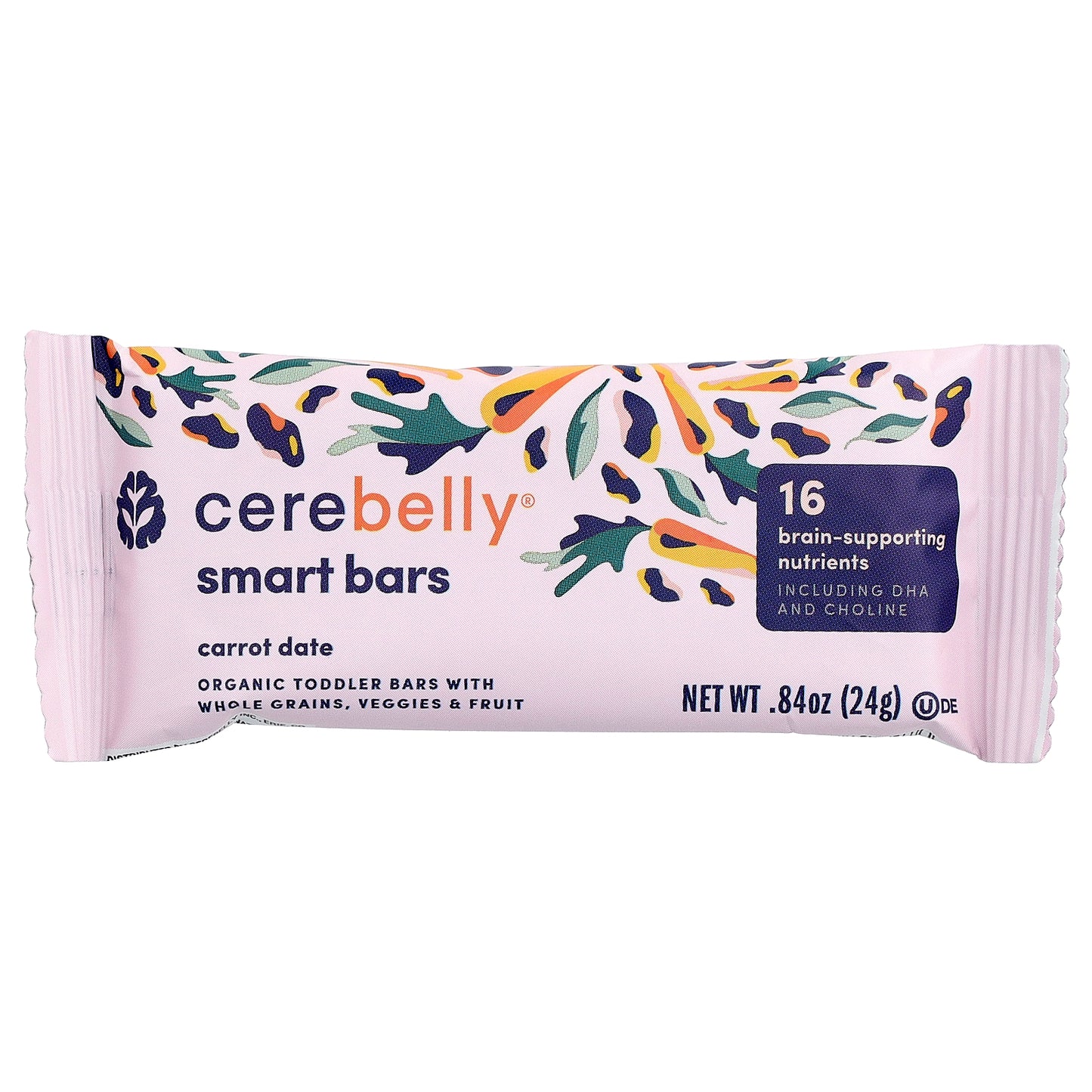 Cerebelly, Smart Bars, Organic Toddler Bars, Carrot Date, 5 Bars, 0.84 oz (24 g) Each