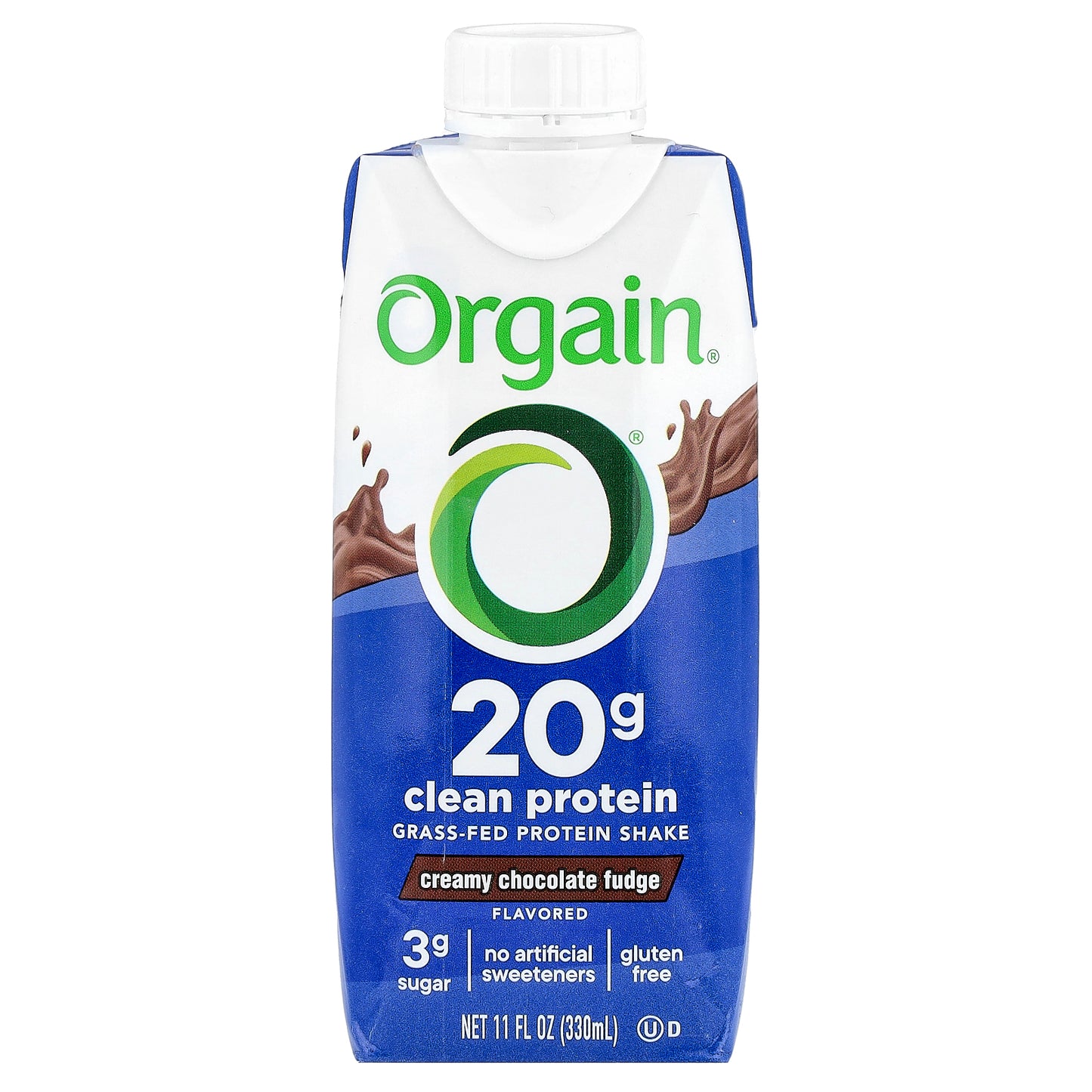 Orgain, Clean Grass-Fed Protein Shake, Creamy Chocolate Fudge, 4 Pack, 11 fl oz (330 ml) Each