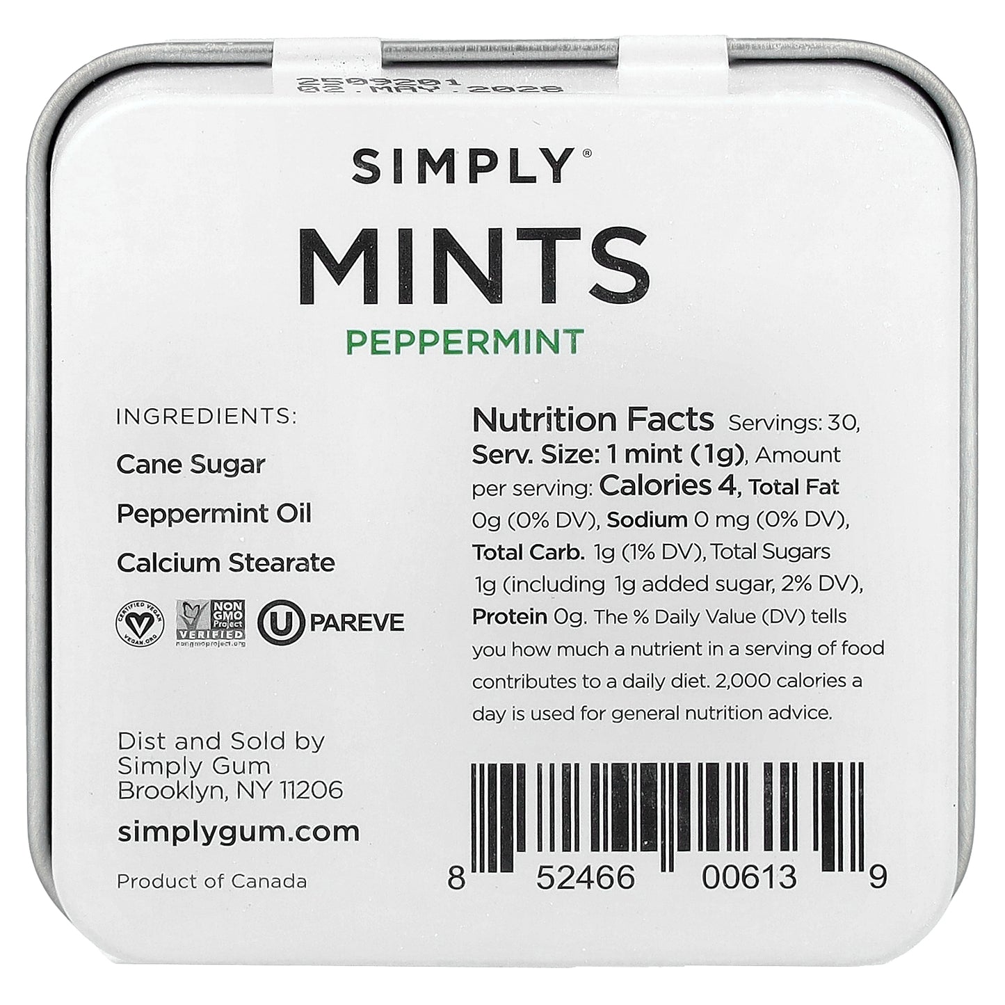 Simply Gum, Mints, Peppermint, 1.1 oz (30 g)