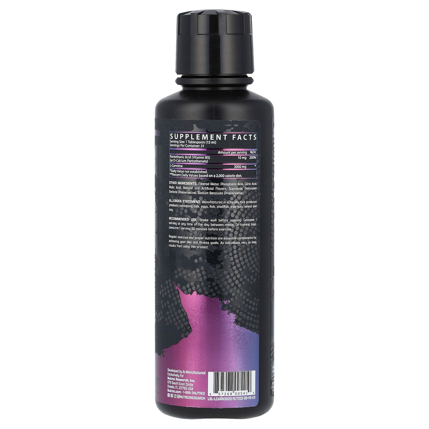 Nutrex Research, L-Carnitine 3000, Berry Blast, 15.72 fl oz (465 ml)