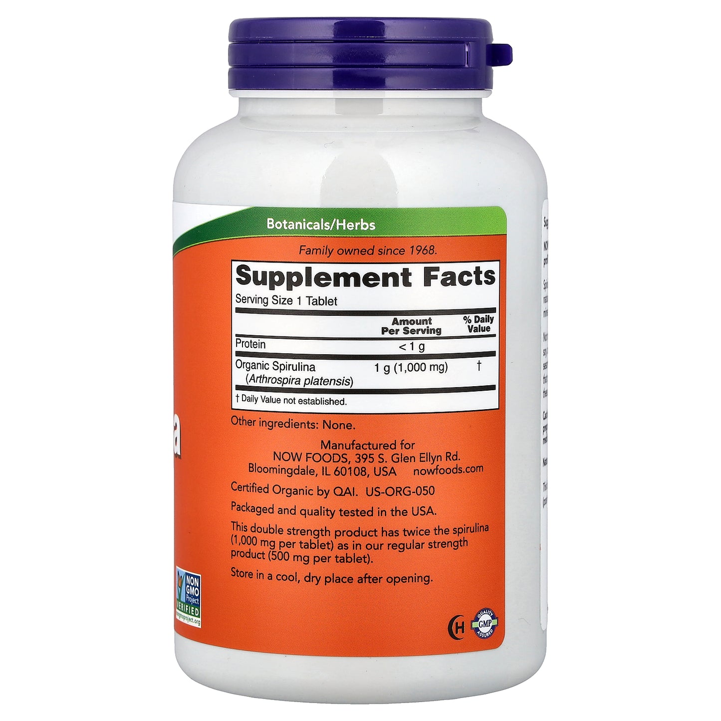 NOW Foods, Certified Organic Spirulina, 1,000 mg, 240 Tablets