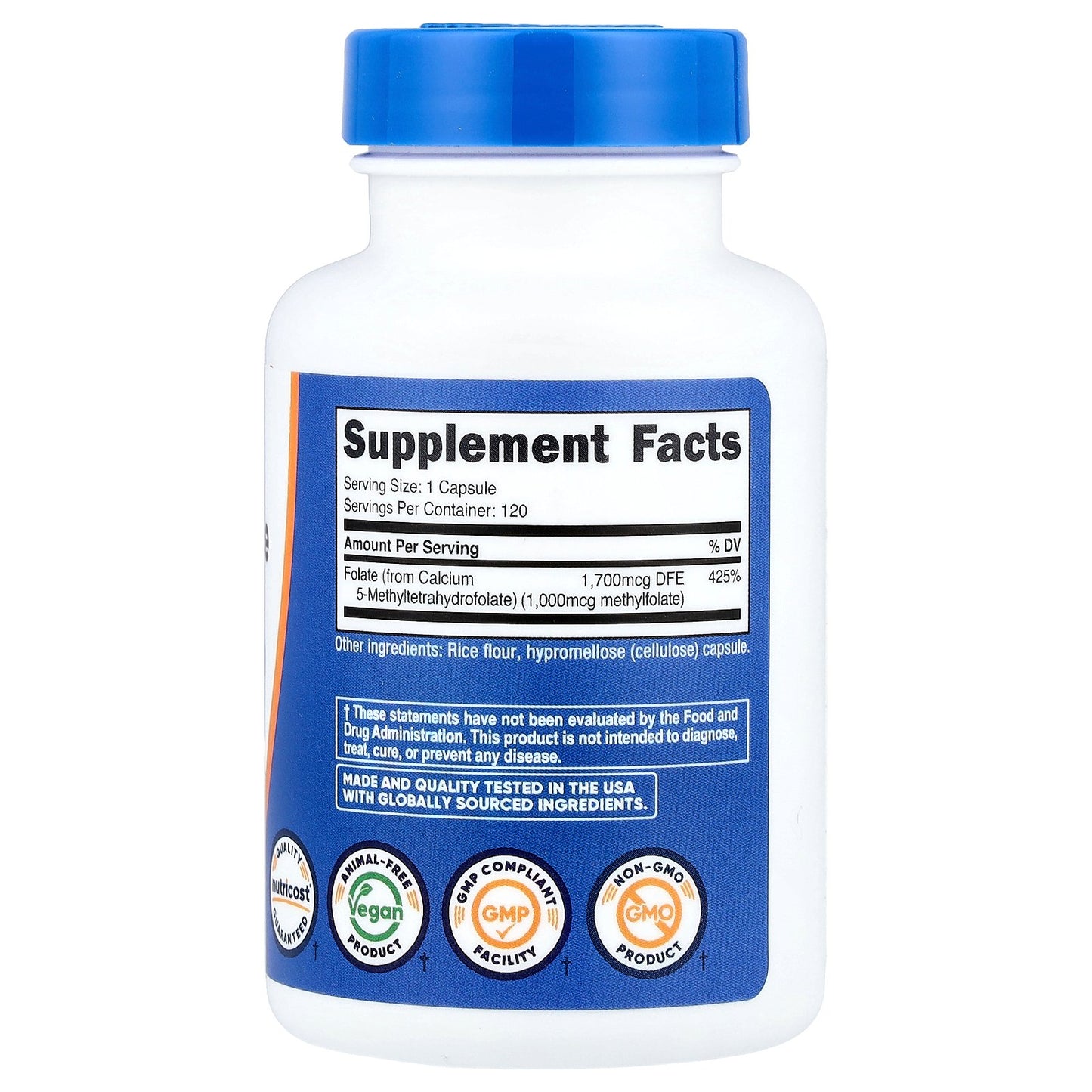 Nutricost, L-Methylfolate, 1,000 mcg, 120 Capsules