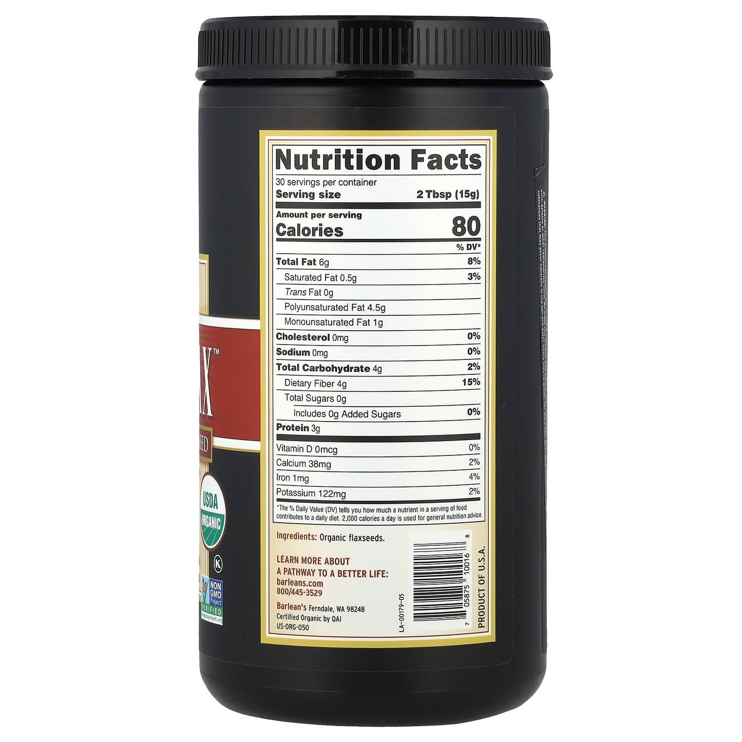 Barlean's, Organic Forti-Flax™, Premium Ground Flaxseed, 16 oz (454 g)