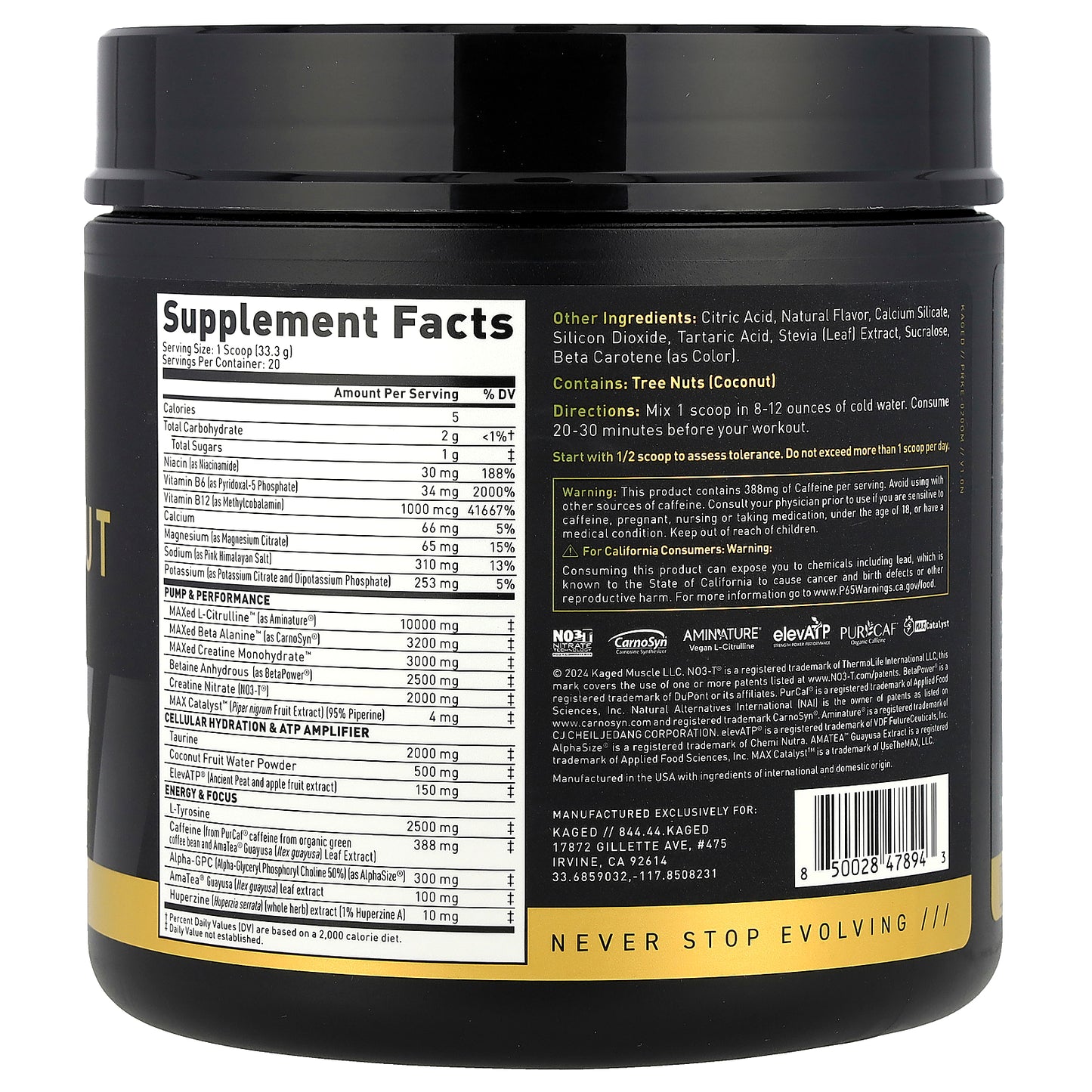 Kaged, Elite Series, Pre-Workout, Orange Mango, 1.47 lb (666 g)