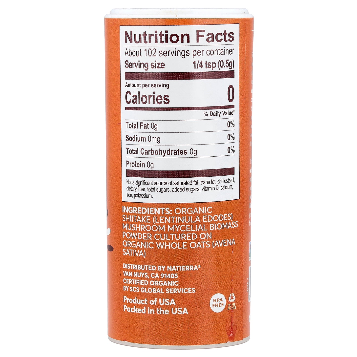 Natierra, Organic Shiitake Mushroom Powder, 1.8 oz (51 g)