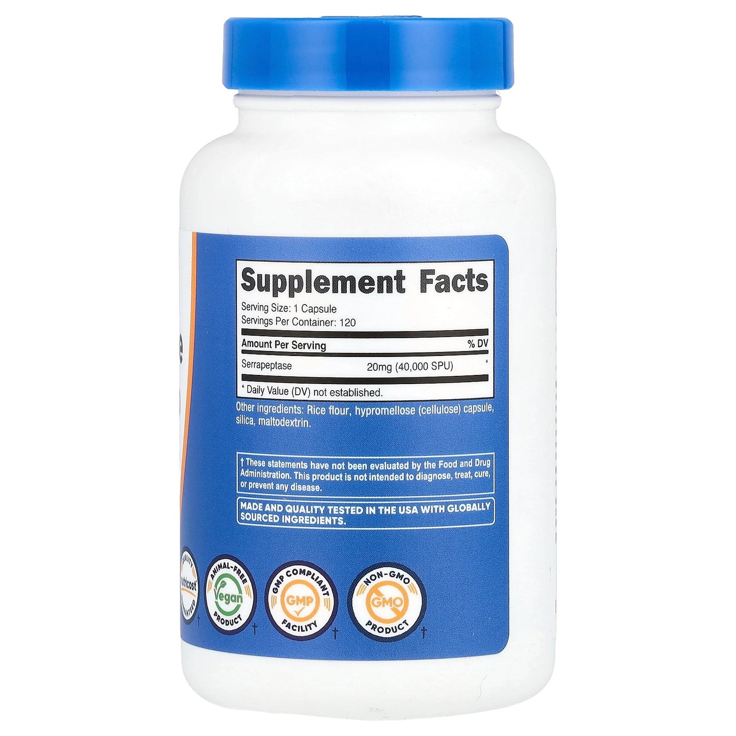 Nutricost, Serrapeptase, 20 mg (40,000 SPU), 120 Capsules