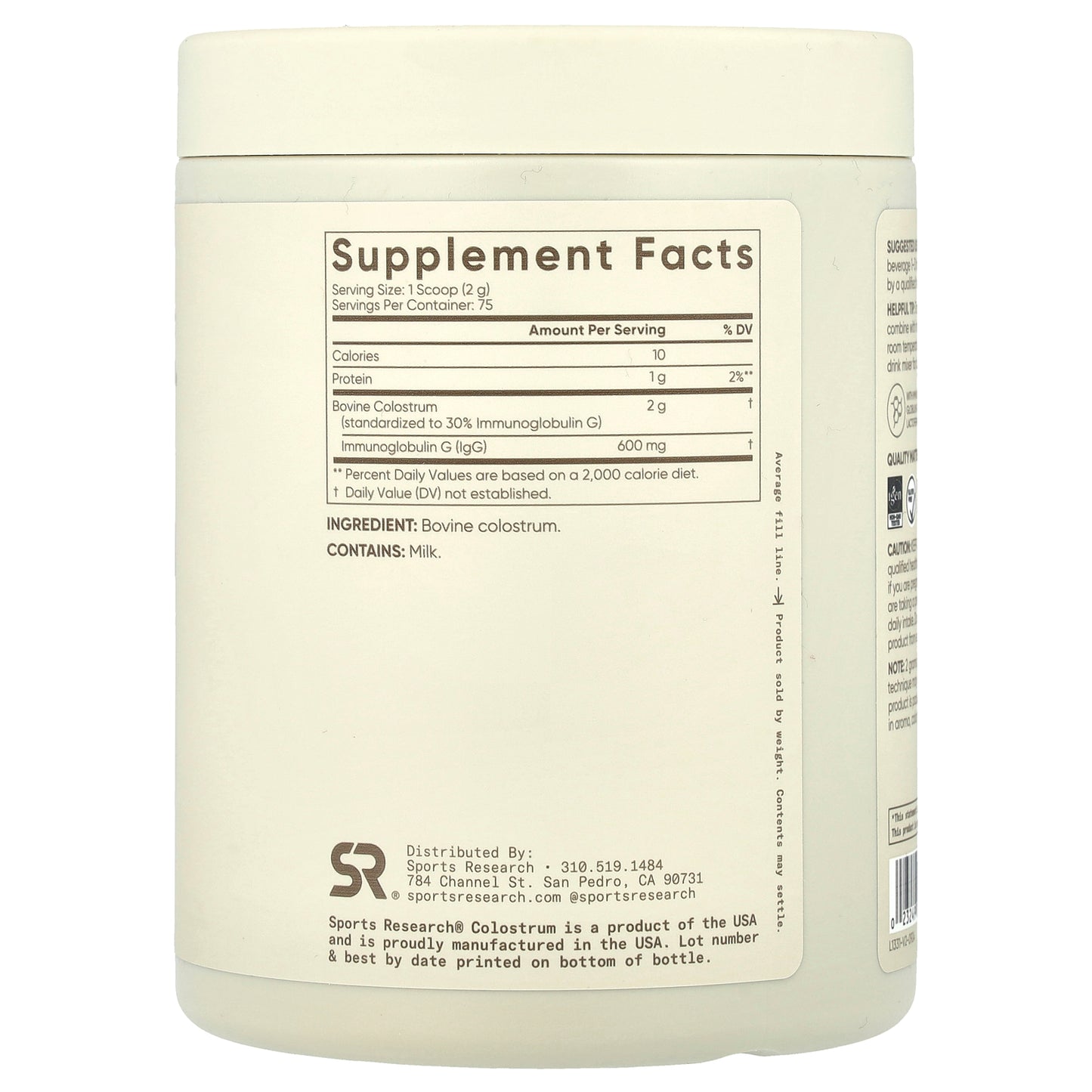 Sports Research, Colostrum Powder, Unflavored, 5.29 oz (150 g)