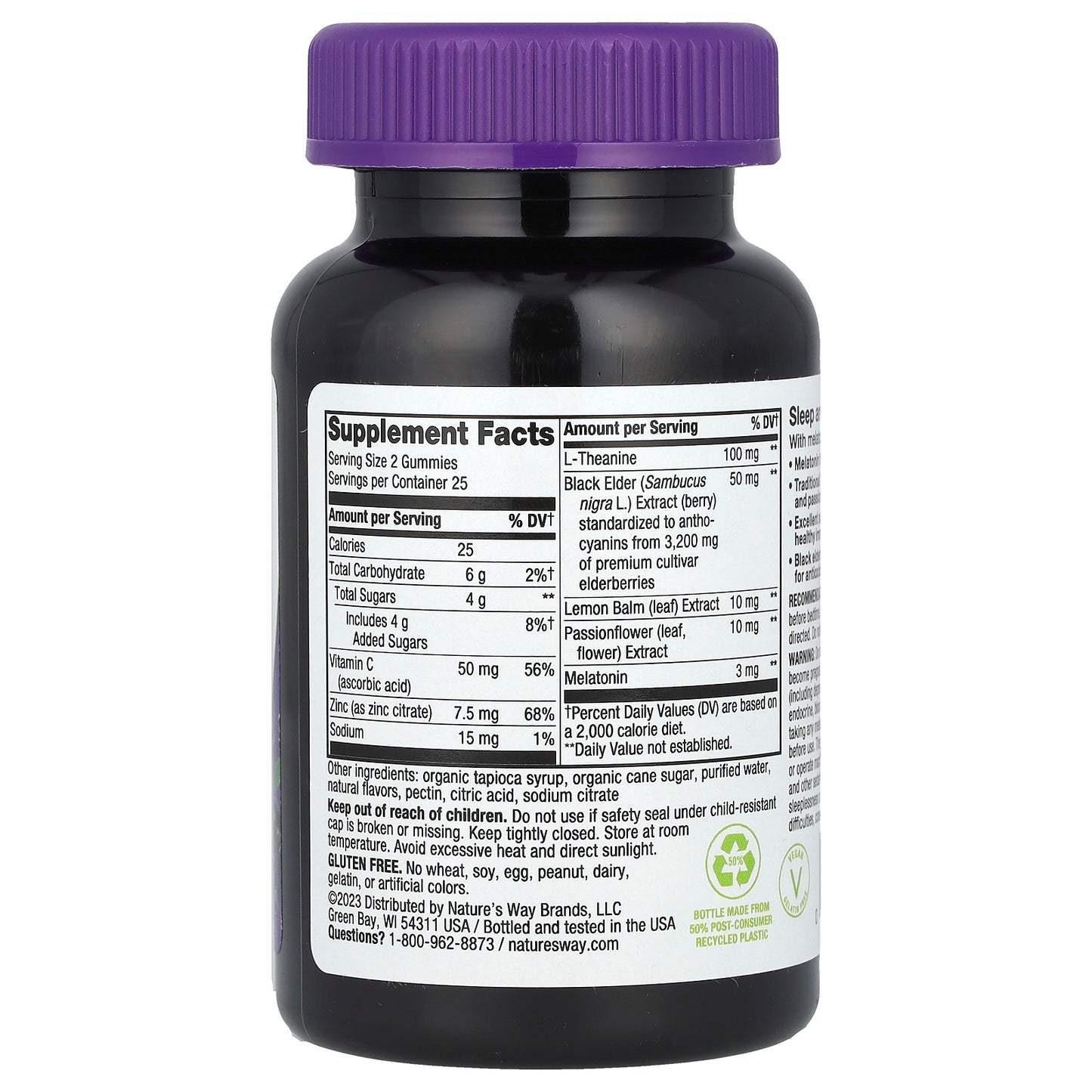 Nature's Way, Sambucus®, Sleep & Immune Elderberry Gummy with Melatonin, Vitamin C & Zinc, 50 Gummies