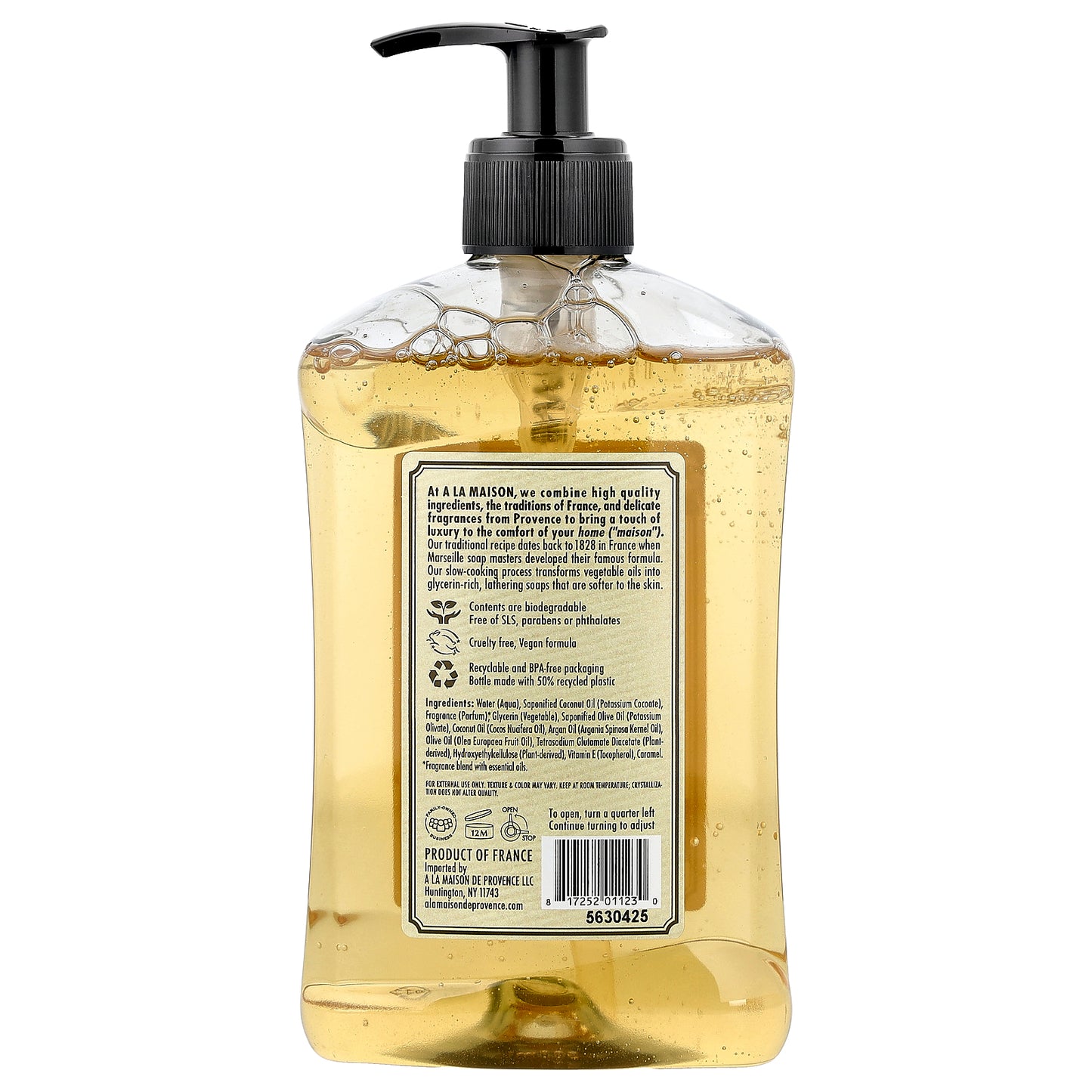 A La Maison de Provence, Liquid Soap For Hand & Body, Sweet Almond, 16.9 fl oz (500 ml)