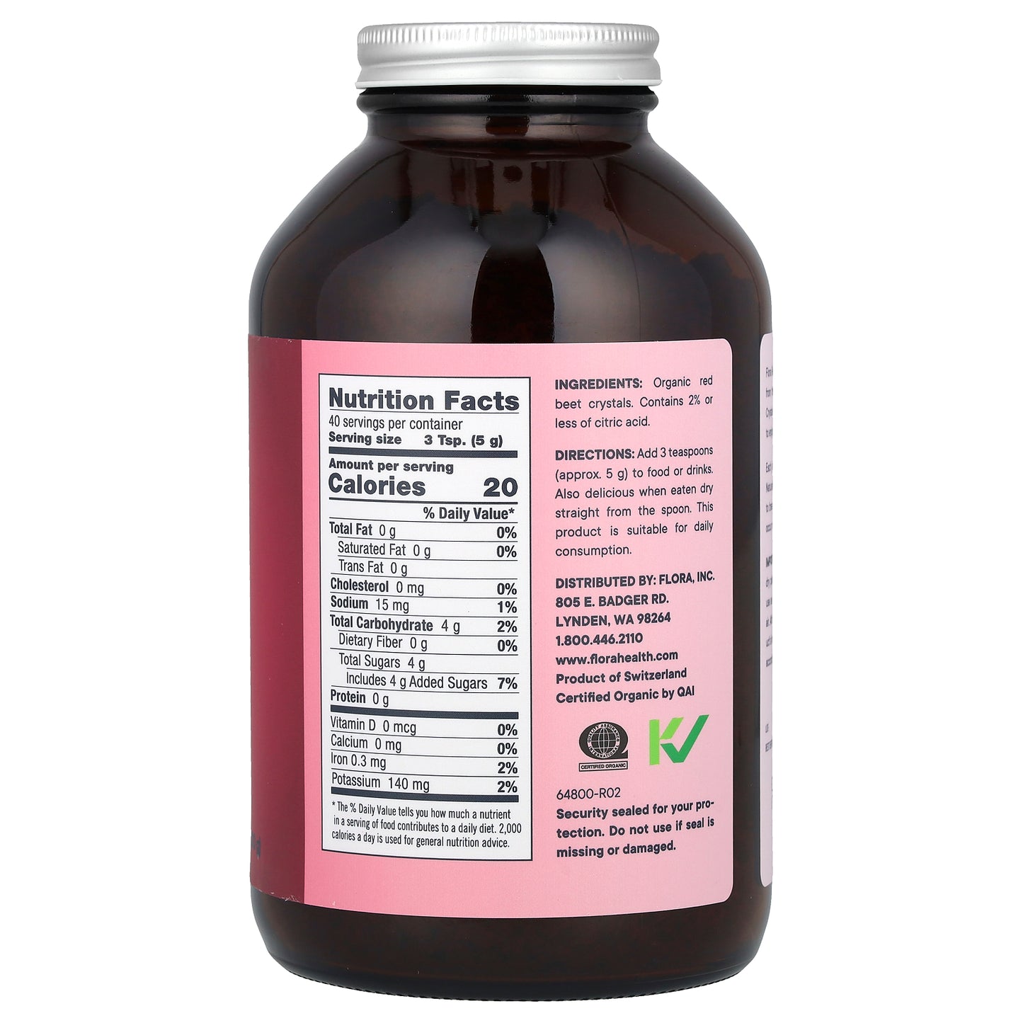 Flora, Organic Red Beet Crystals, 7 oz (200 g)