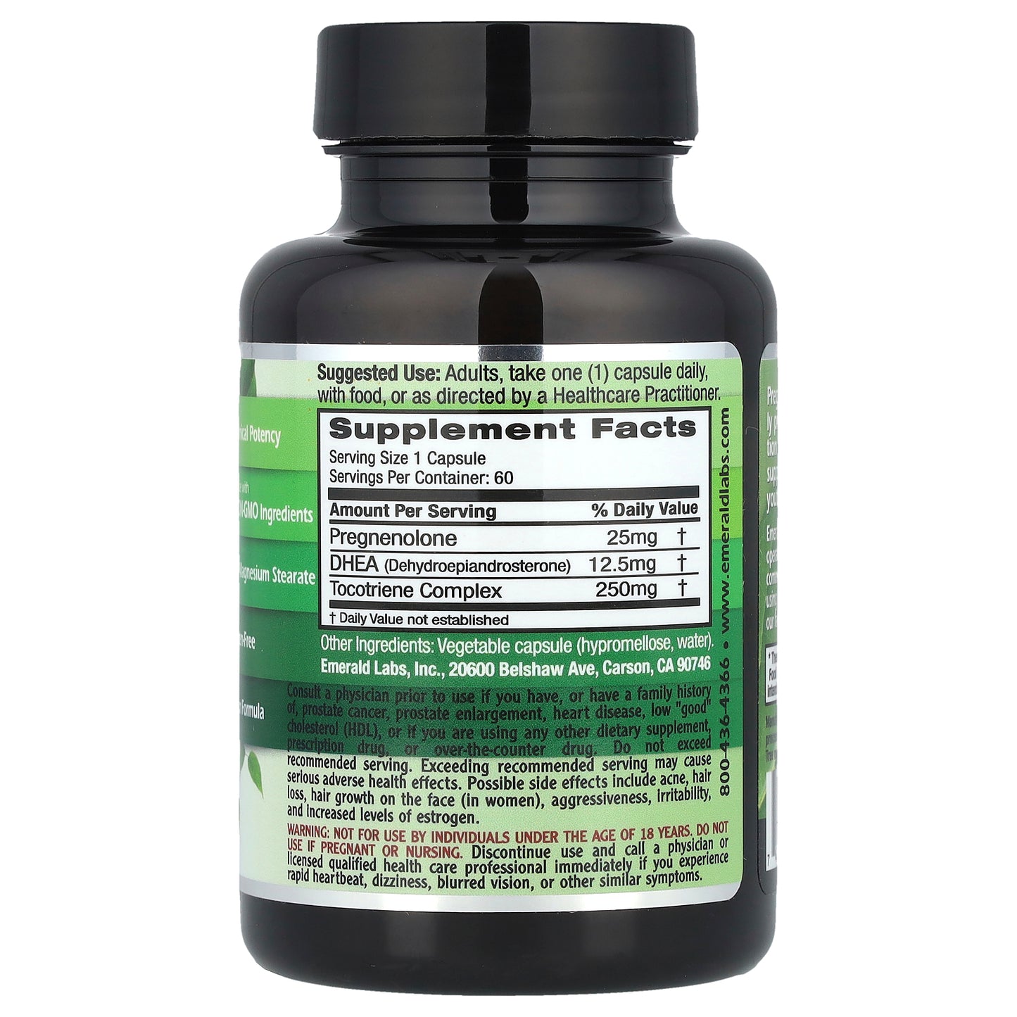 Emerald Laboratories, Pregnenolone + DHEA, 60 Vegetable Capsules