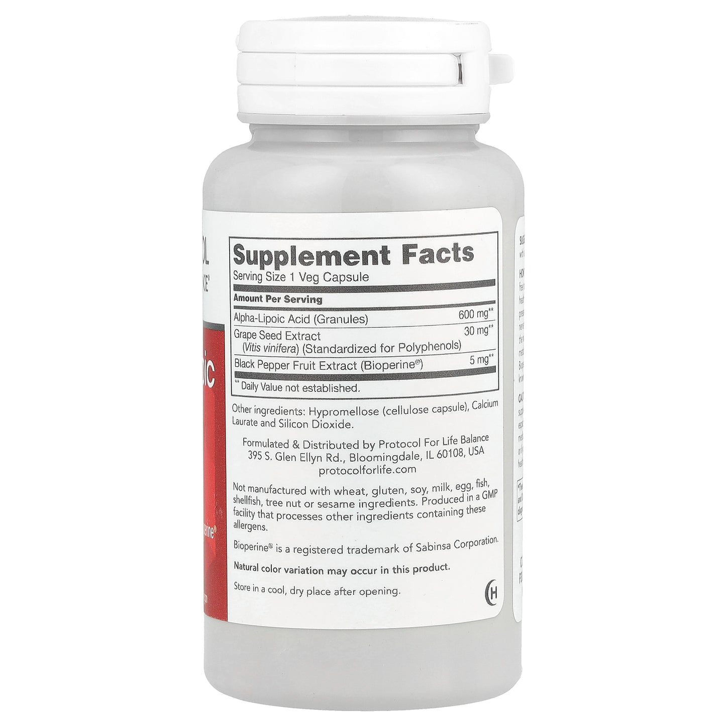 Protocol for Life Balance, Alpha-Lipoic Acid, 60 Veg Capsules