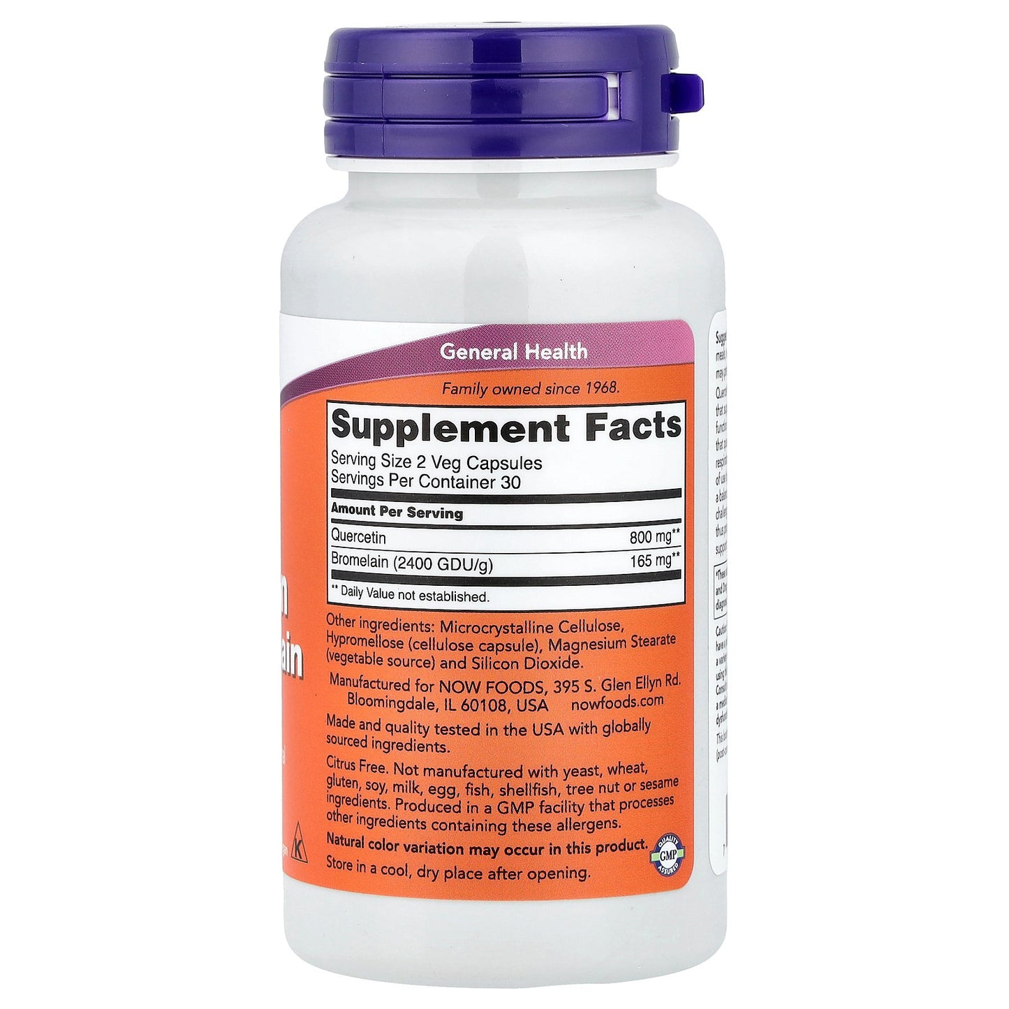 NOW Foods, Quercetin with Bromelain, 60 Veg Capsules