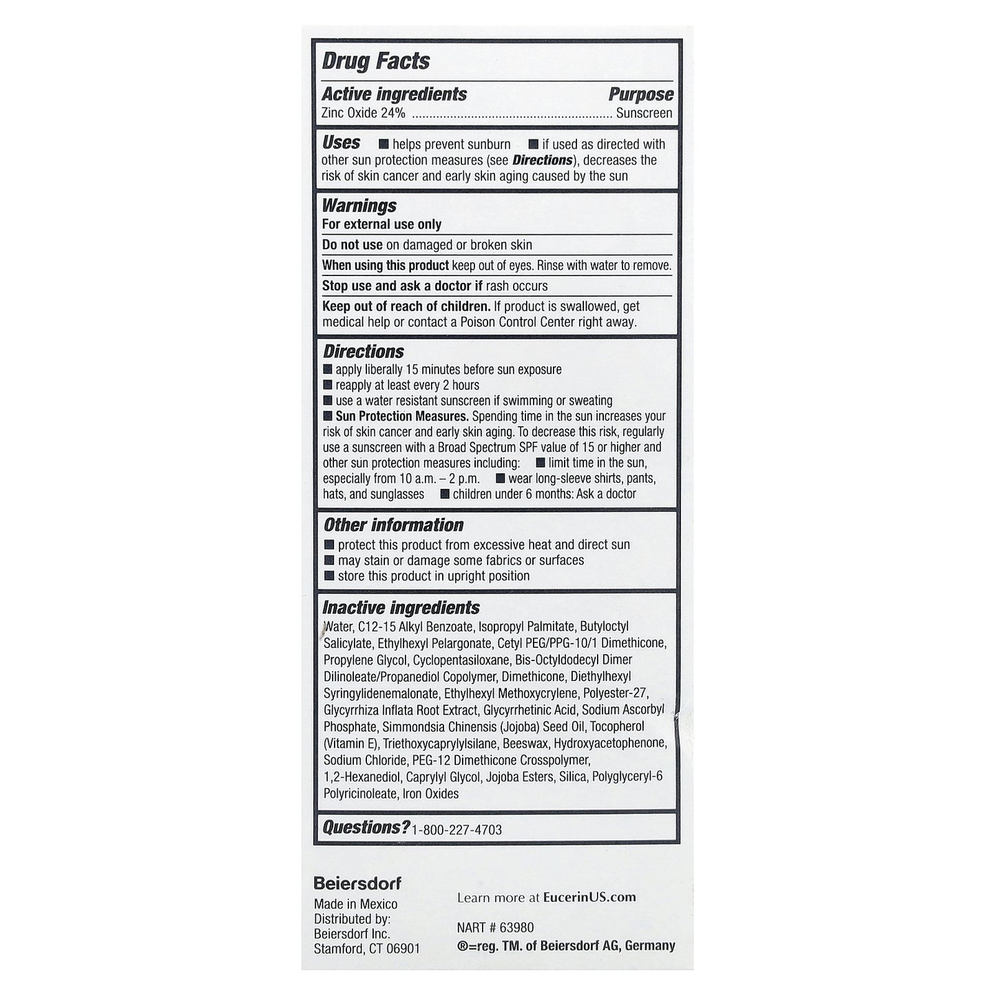 Eucerin, Tinted Sensitive Mineral Face Sunscreen Lotion, SPF 35, 1.7 fl oz (50 ml)