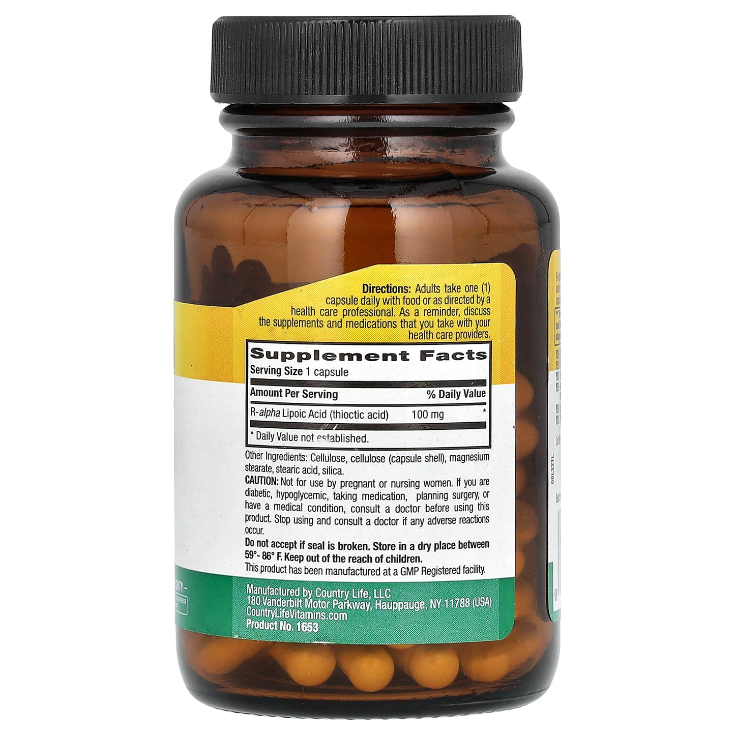 Country Life, R-Lipoic Acid, 100 mg, 60 Vegan Capsules