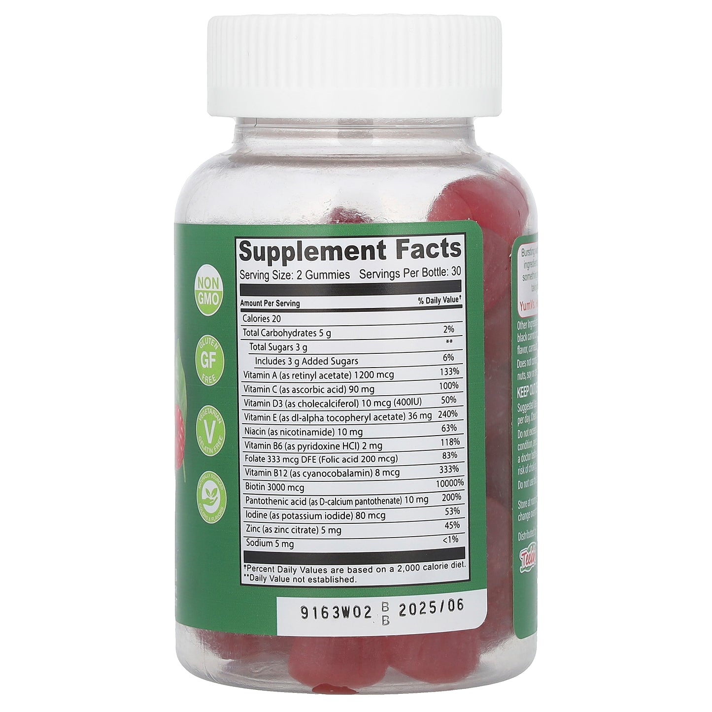 YumVs, Multi For Teens Gummies with Biotin & Antioxidants, Raspberry, 60 Gummies