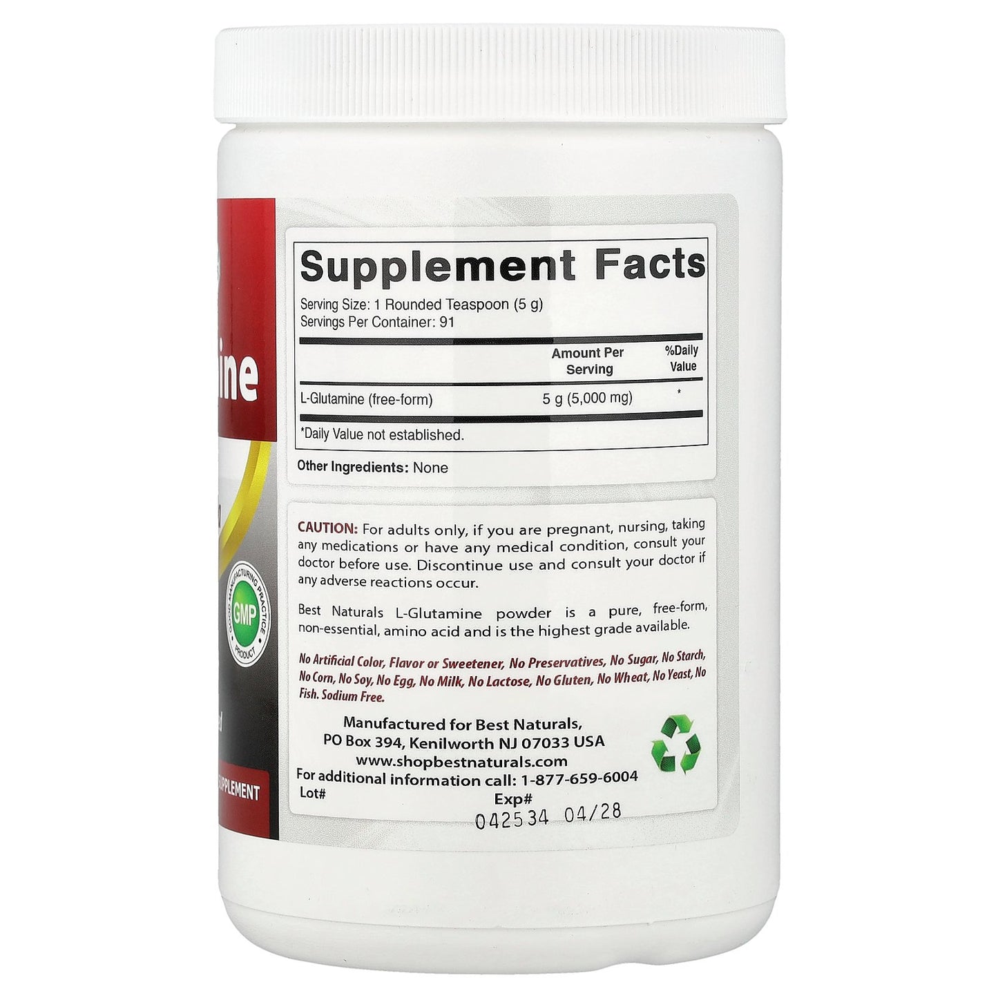 Best Naturals, L-Glutamine, 1 lb (454 g)