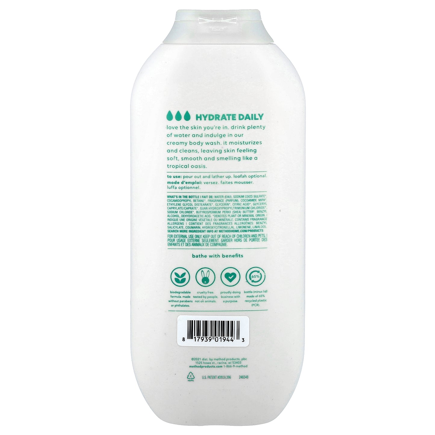 Method, Hydrating Body Wash, Coconut Milk, 18 fl oz (532 ml)