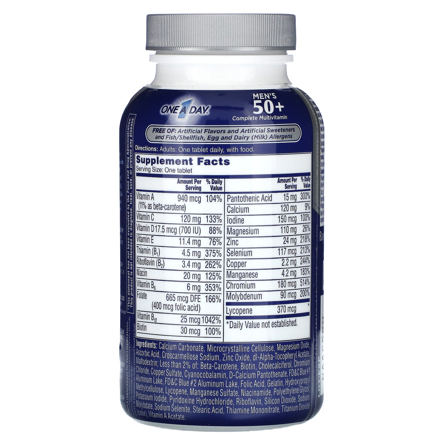 One-A-Day, Men's 50+, Complete Multivitamin/Multimineral Supplement, 100 Tablets