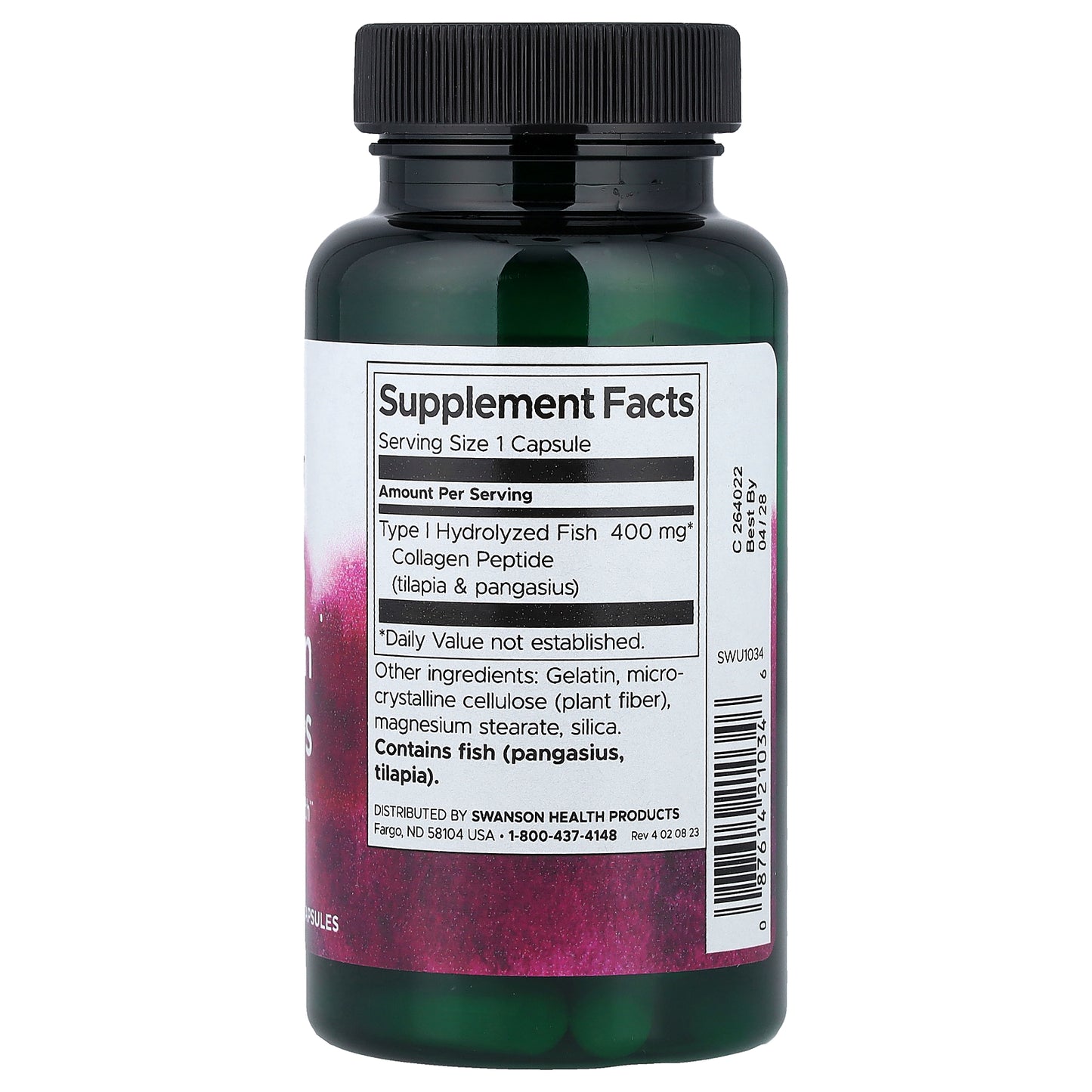 Swanson, Marine Collagen Peptides, 400 mg, 60 Capsules