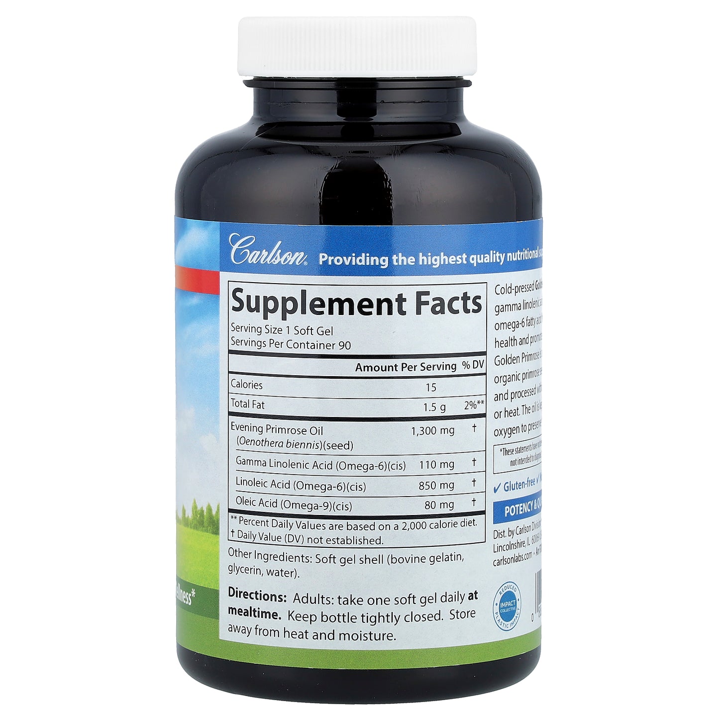 Carlson, Cold-Pressed Golden Primrose, 90 Soft Gels