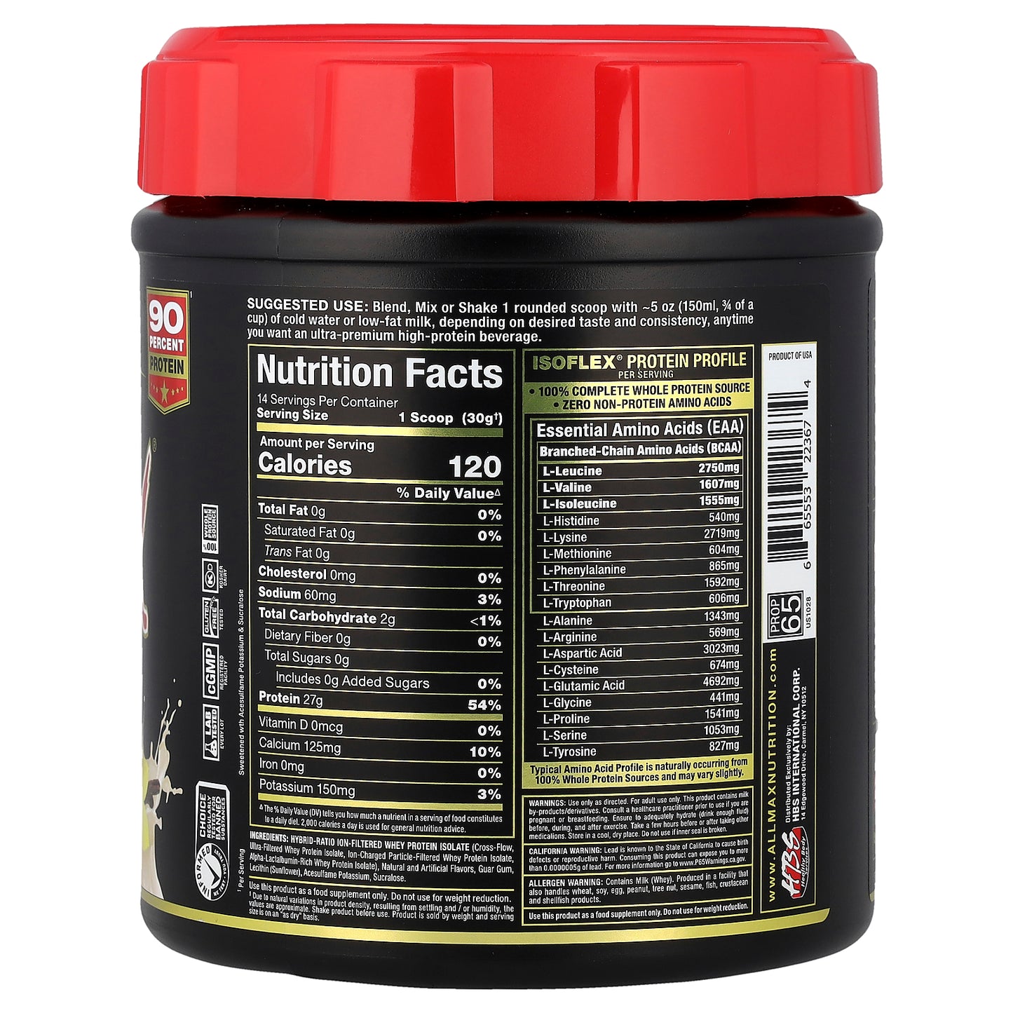 ALLMAX, ISOFLEX®, Pure Whey Protein Isolate, Vanilla, 0.9 lbs (425 g)