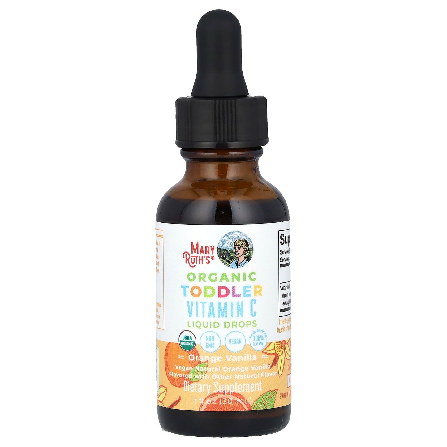 MaryRuth's, Organic Toddler Vitamin C Liquid Drops, 1-3 Years, Orange Vanilla, 1 fl oz (30 ml)