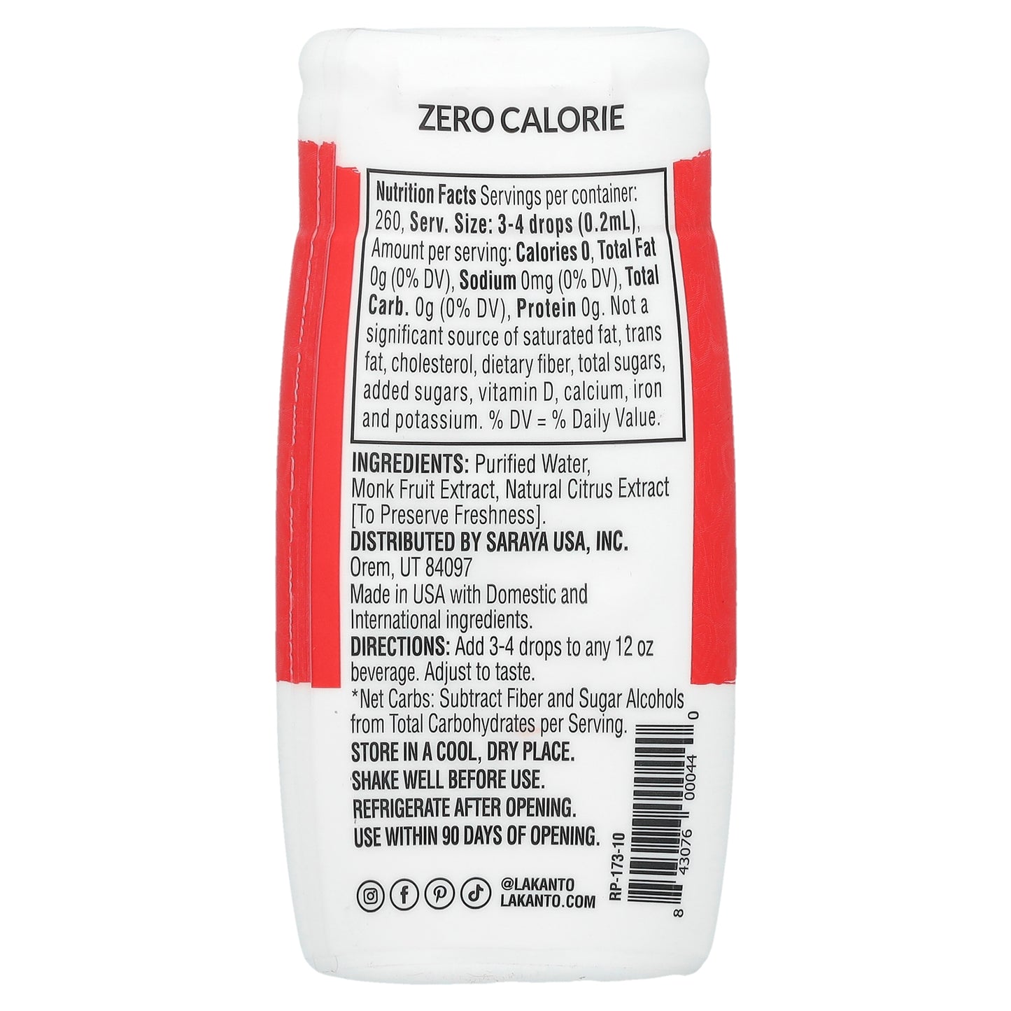 Lakanto, Monkfruit Sweetener Drops, Original , 1.76 fl oz (52 ml)