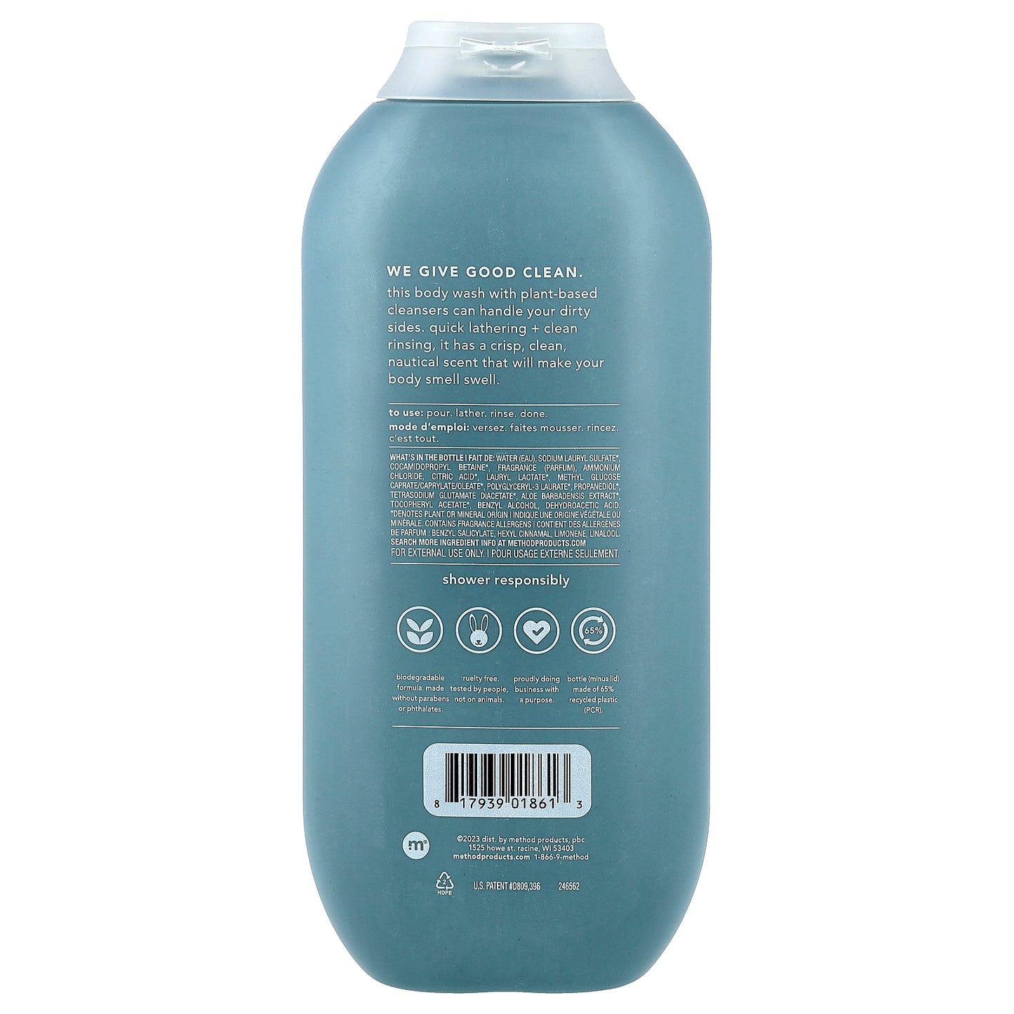 Method, Men, Body Wash, Sea + Surf, 18 fl oz (532 ml)
