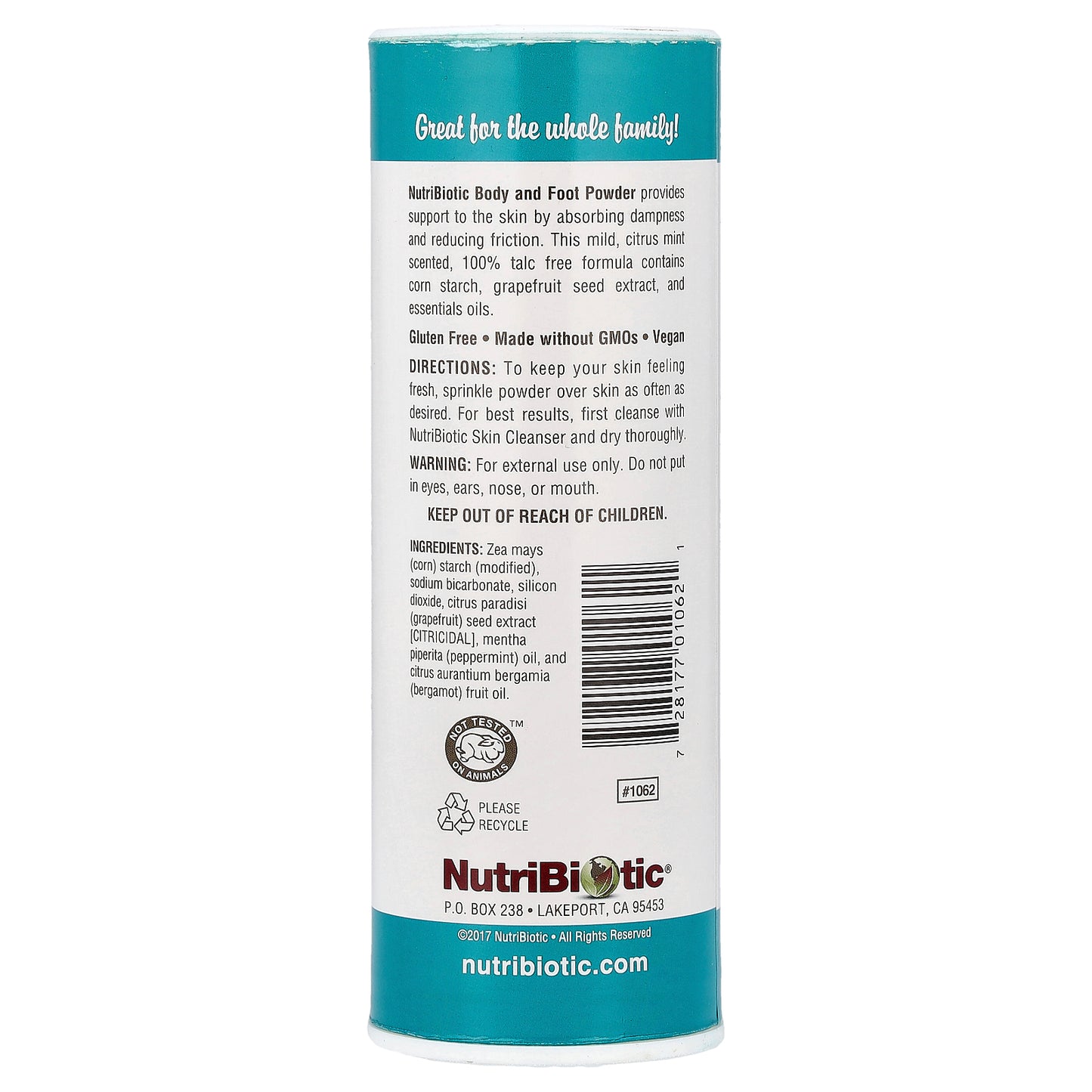 NutriBiotic, Body & Foot Powder with Grapefruit Seed Extract & Essential Oils, Citrus Mint, 4 oz (113 g)