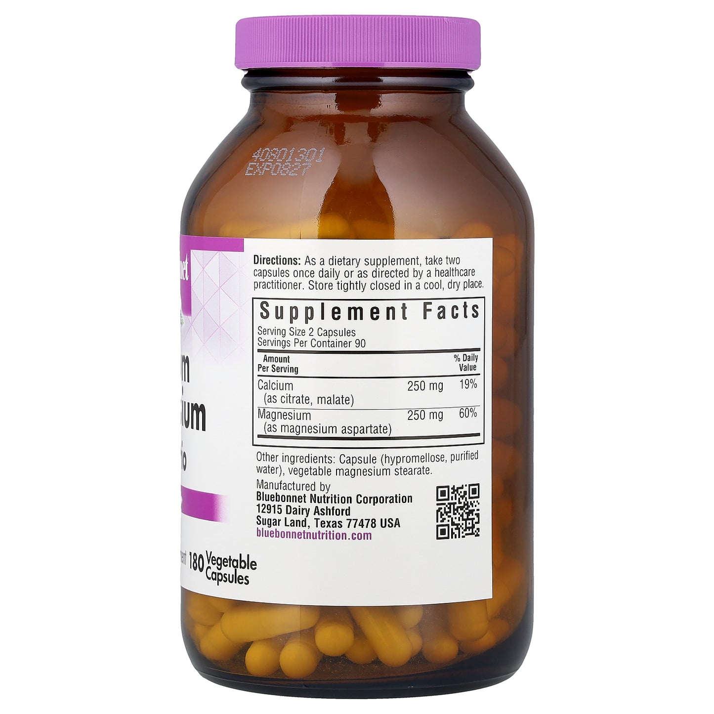 Bluebonnet Nutrition, Calcium Magnesium 1:1 Ratio, 180 Vegetable Capsules